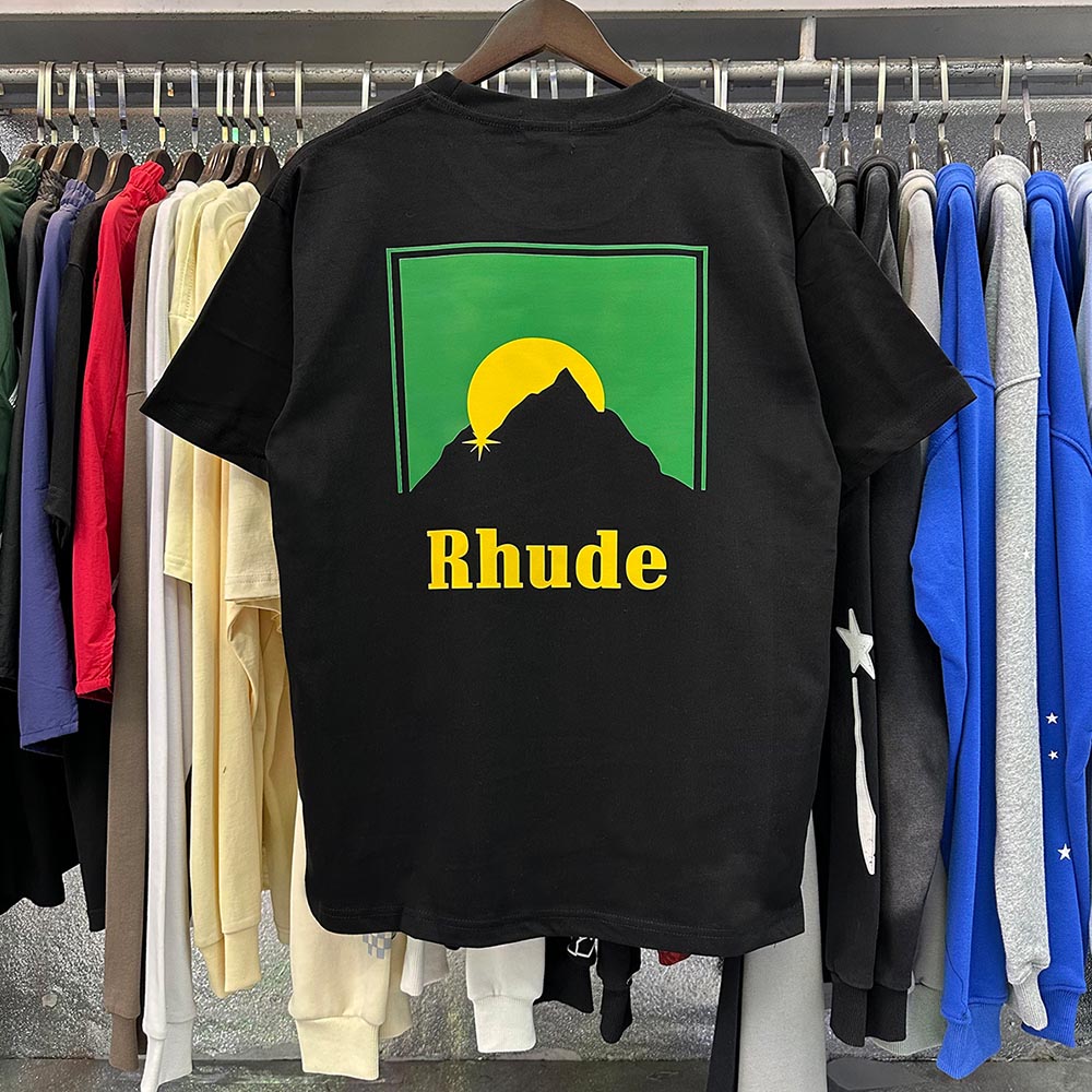 Rhude T-shirts Sunset Classic Print Cotton Casual Short Sleeve Men and Women