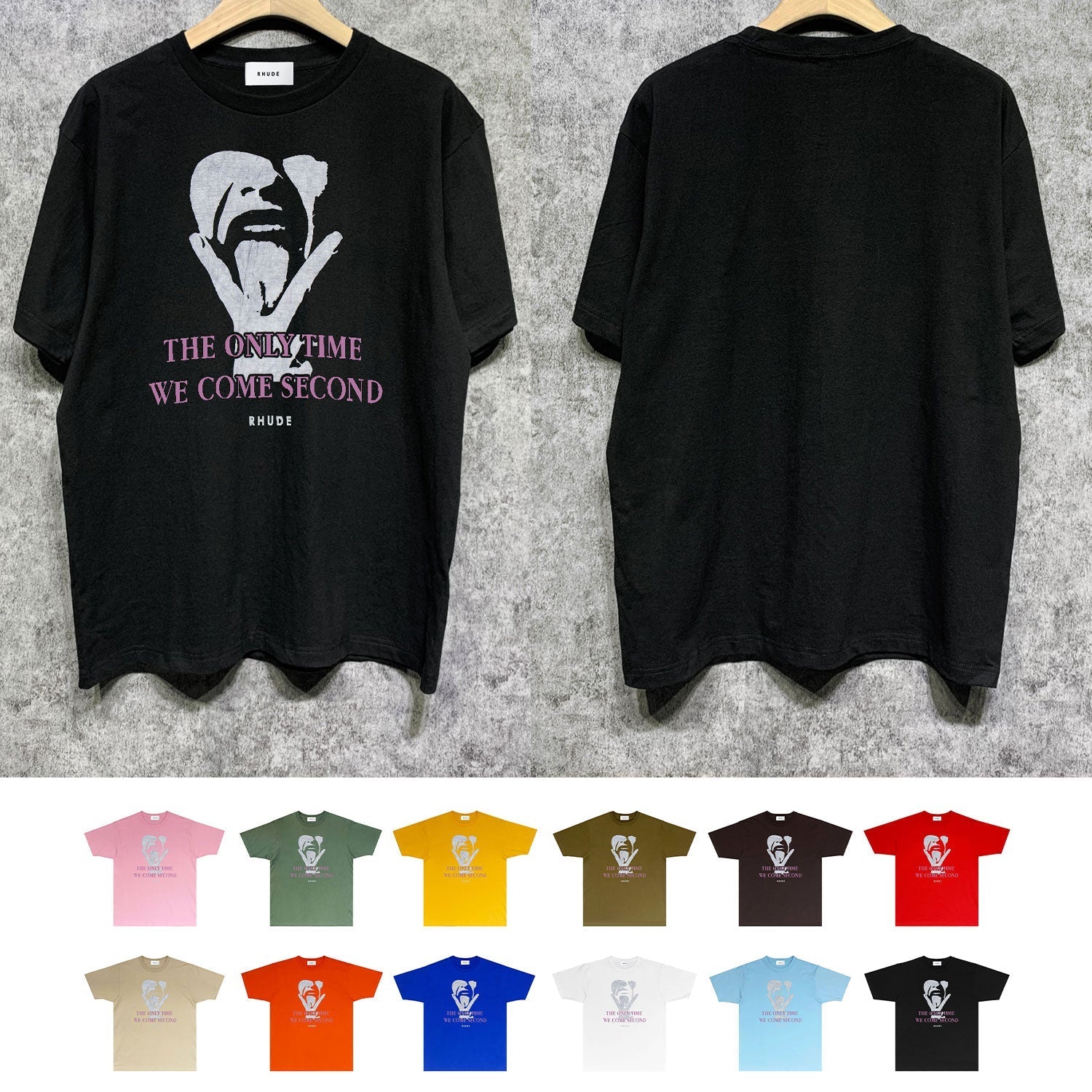 Rhude T-shirts Printed Trendy Pure Cotton