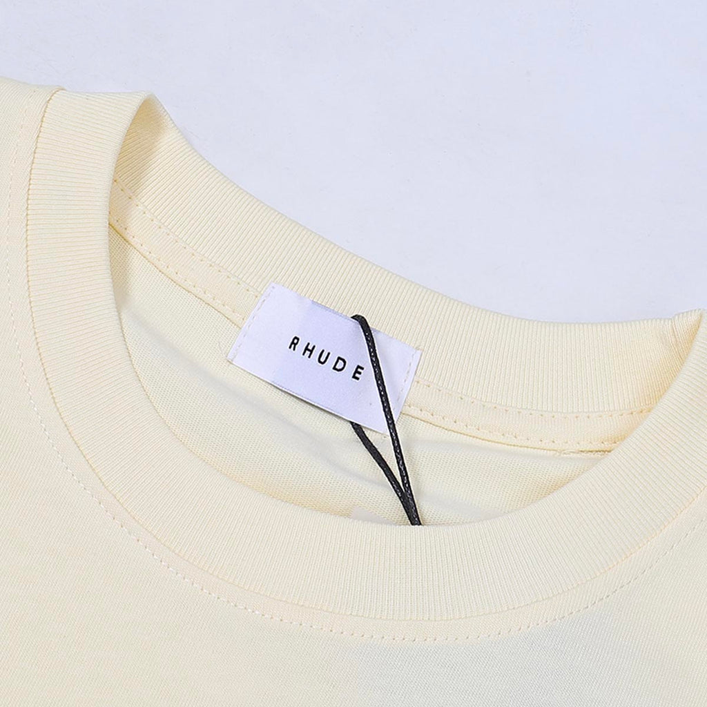 Rhude T-shirts Alpine Villa Printed Cotton Casual Short Sleeve Men and Women