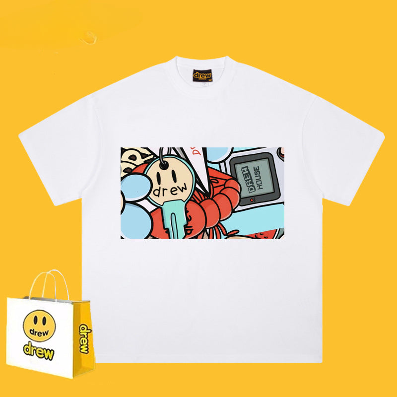 Drew T-shirts Graffiti Printing Loose Men's Short Sleeve
