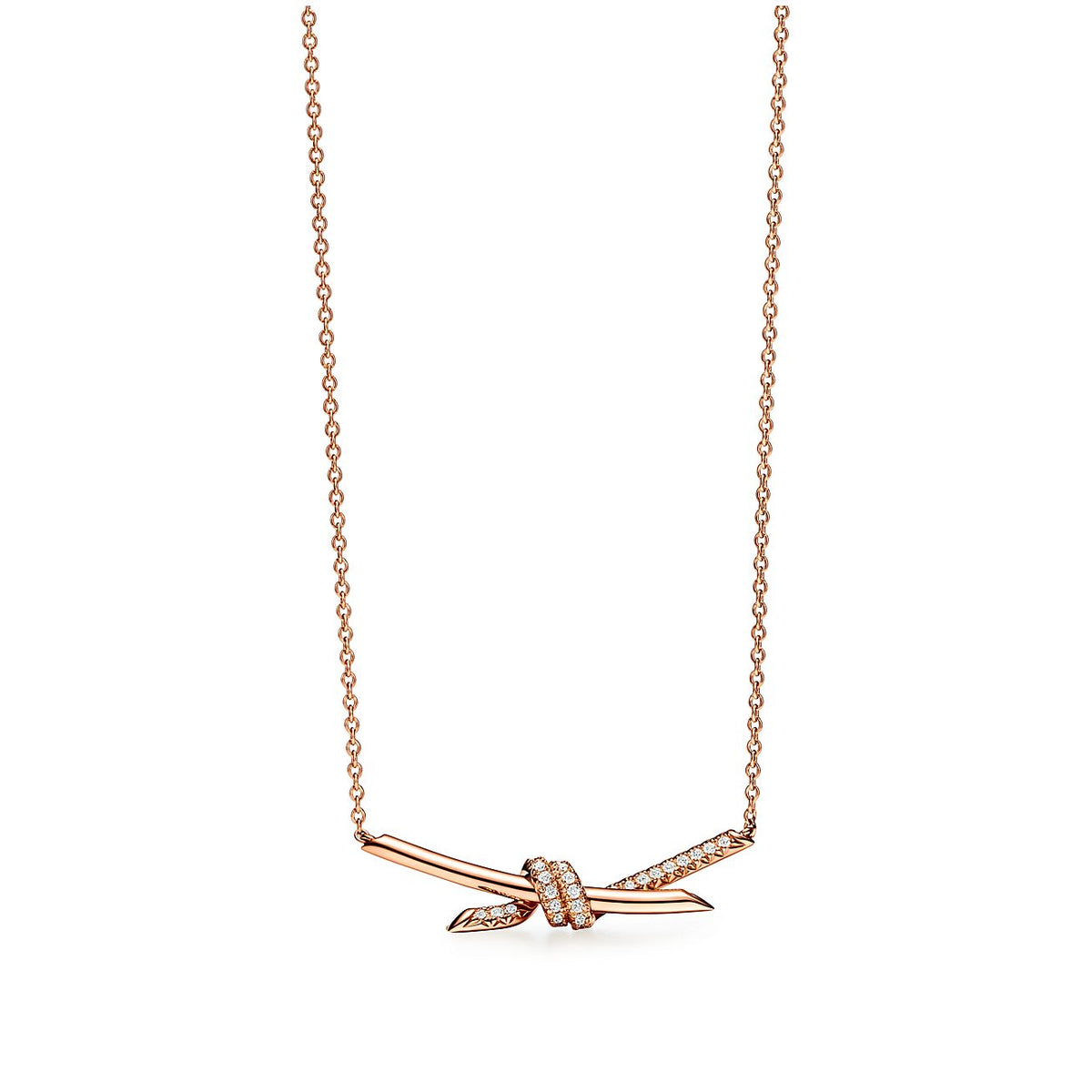 Tiffany Knot Pendant Diamond 18K Gold Necklace