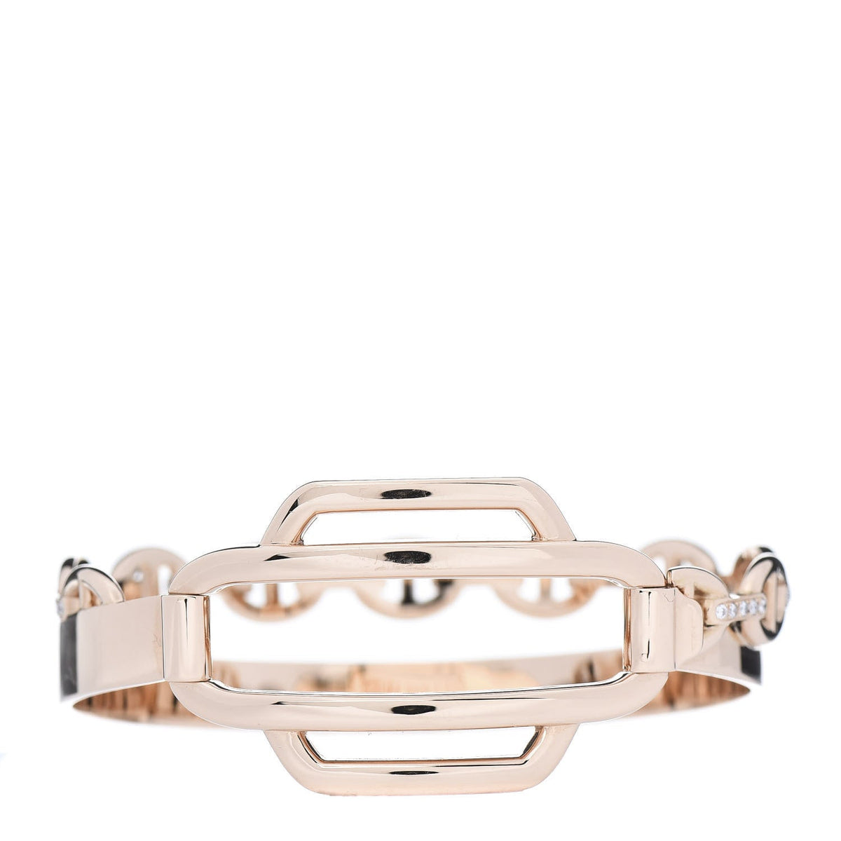 Hermes Kelly Double Tour Diamond 18K Gold Bracelet