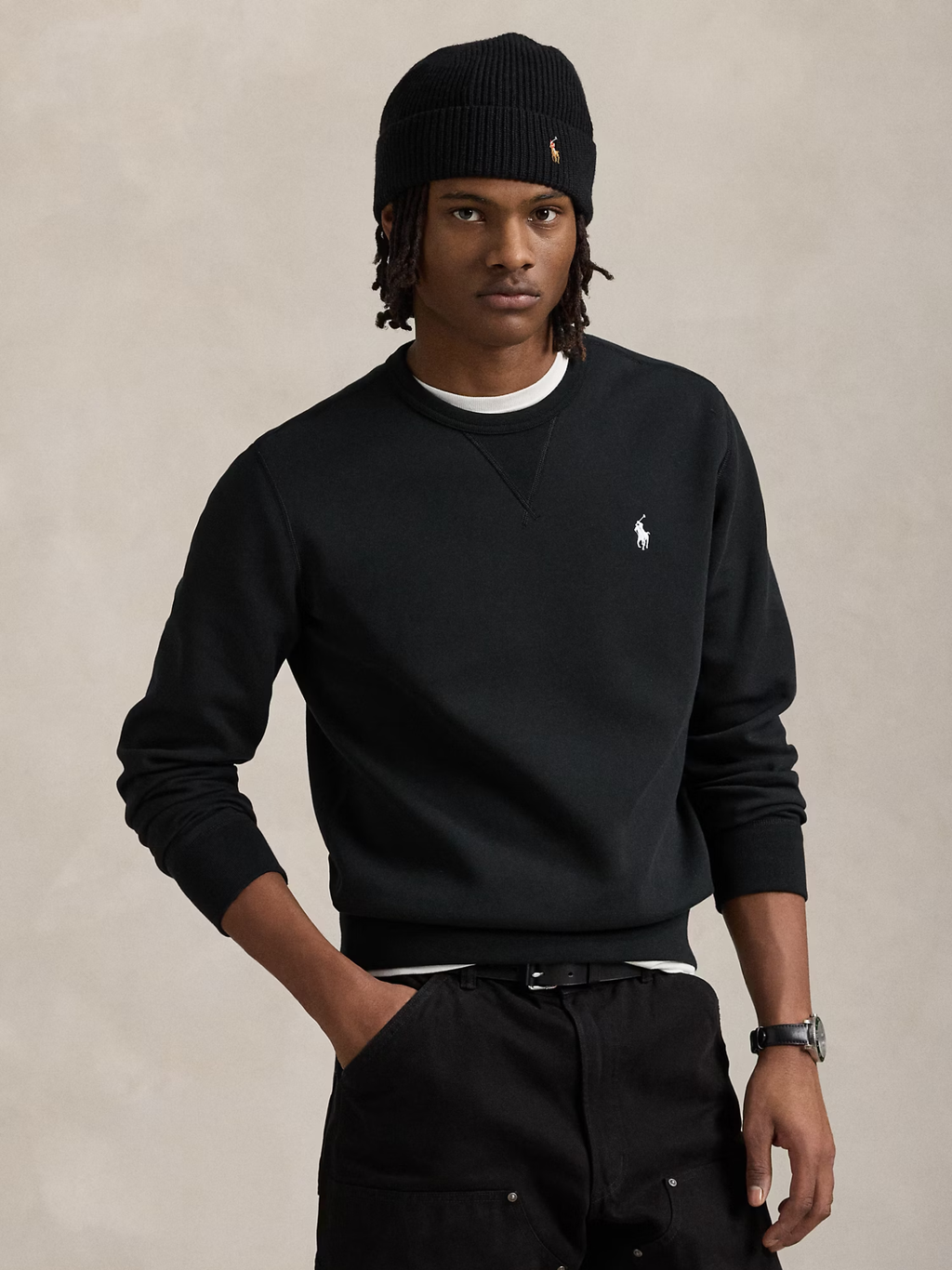 RALPH LAUREN Double-Knit Sweatshirt Black/Cream