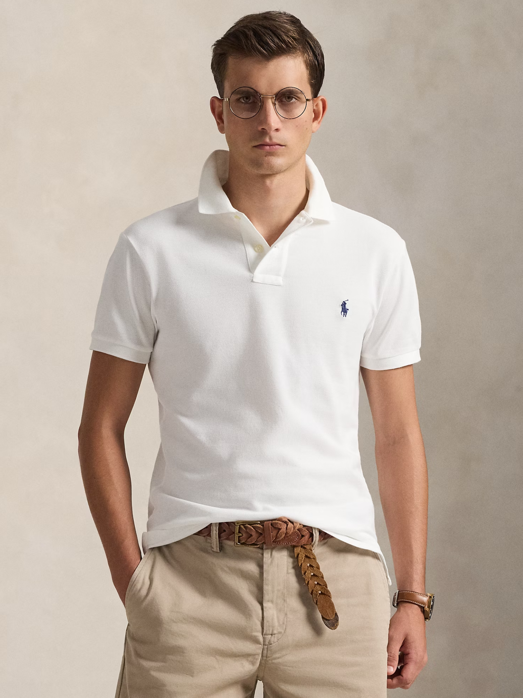 RALPH LAUREN Slim Fit Mesh Polo Shirt White
