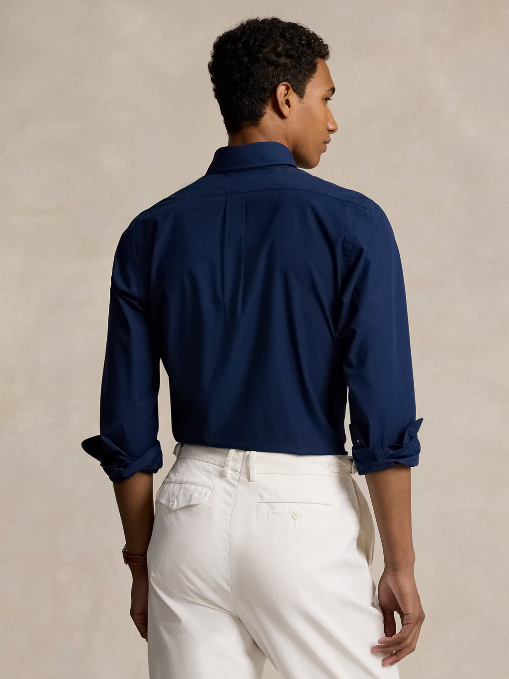 RALPH LAUREN Custom Fit Stretch Poplin Shirt Newport Navy