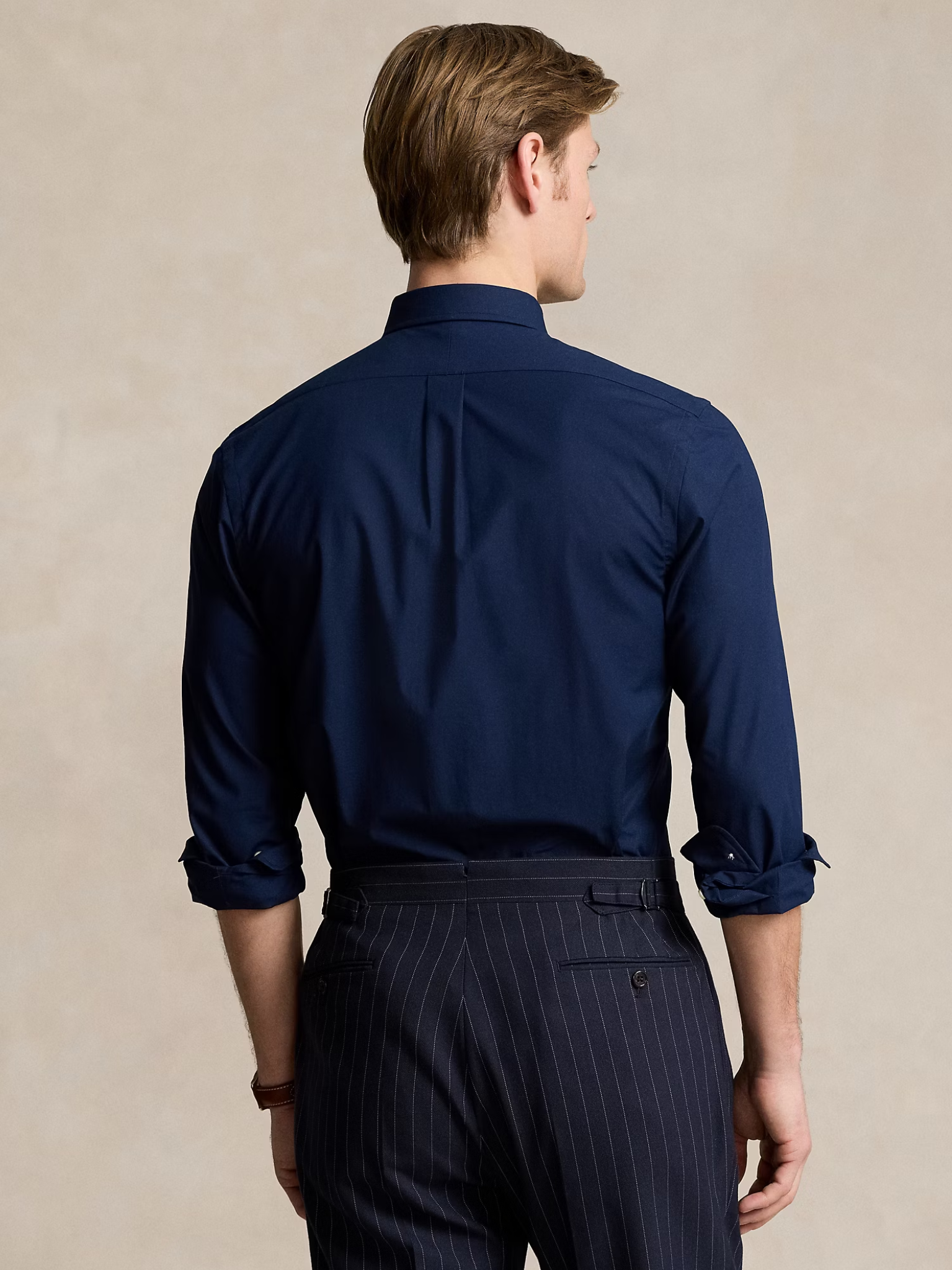 RALPH LAUREN Slim Fit Stretch Poplin Shirt Newport Navy