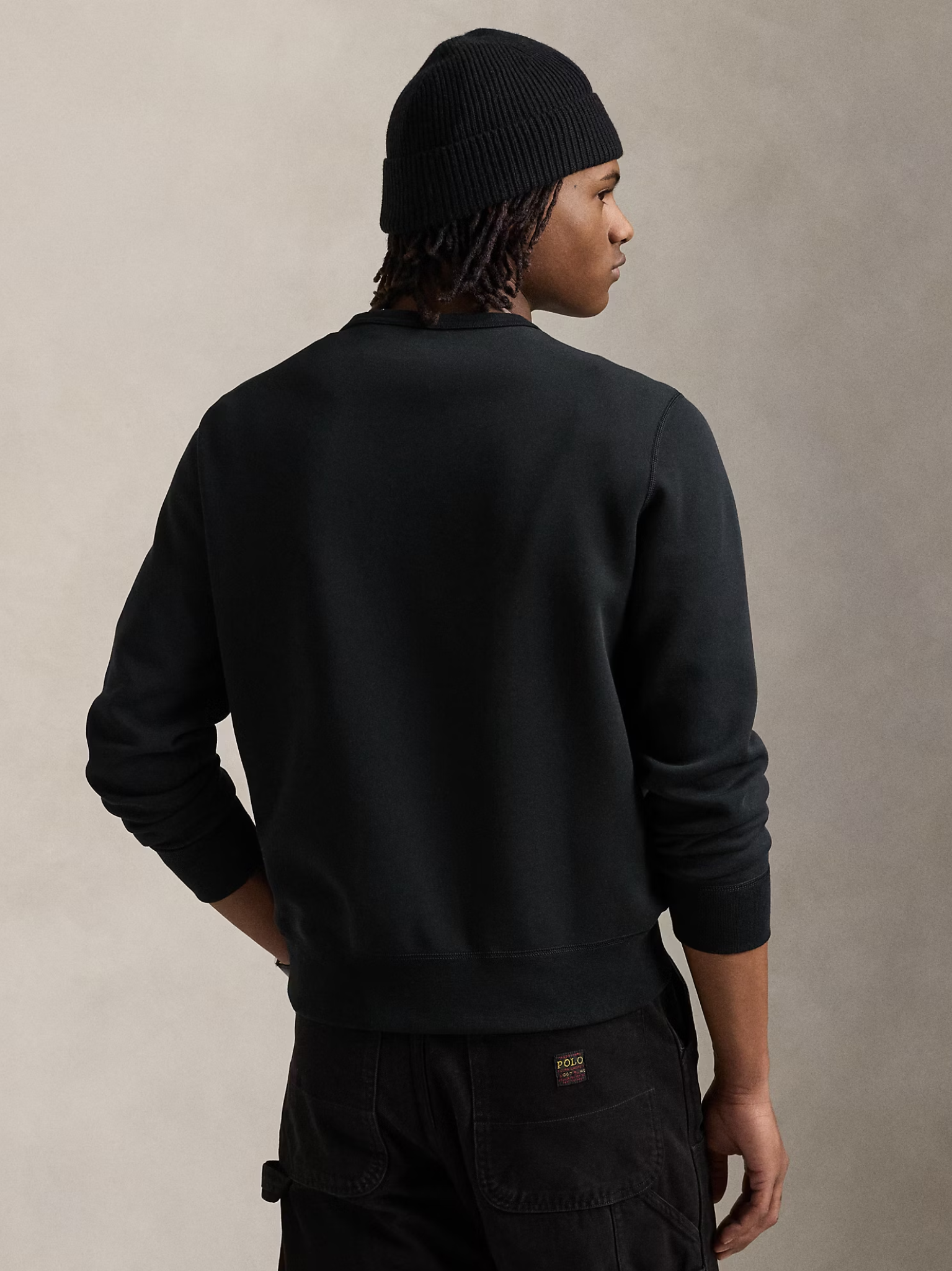 RALPH LAUREN Double-Knit Sweatshirt Black/Cream