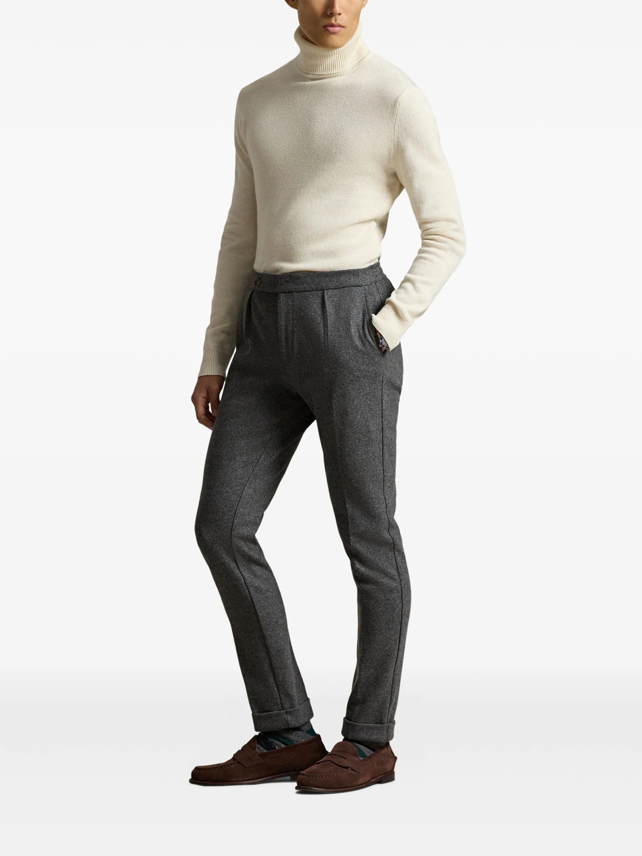 RALPH LAUREN Wool-Cotton Roll Neck Jumper Andover Cream