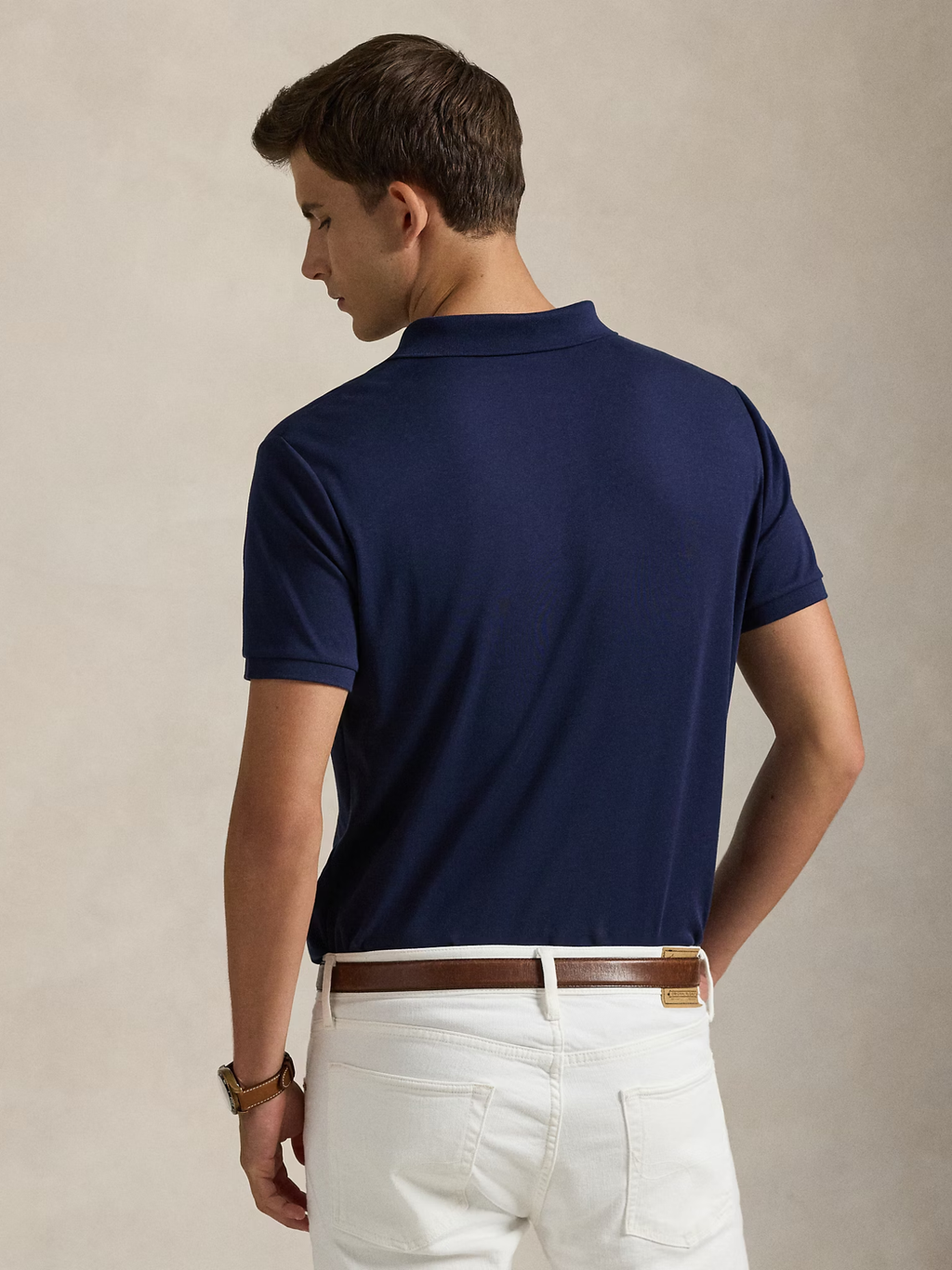 RALPH LAUREN Custom Slim Fit Soft Cotton Polo Shirt Refined Navy