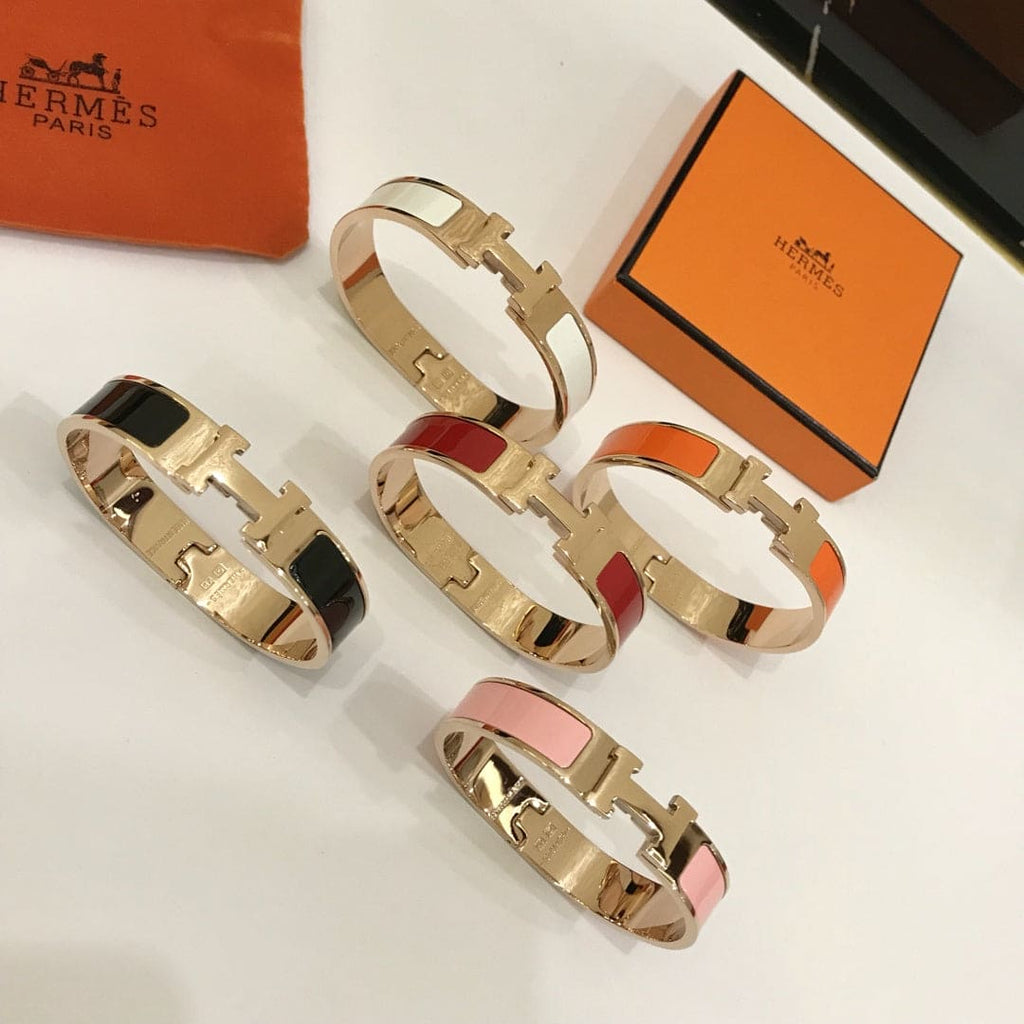 Hermes Clic Orange 18K Gold Bracelet