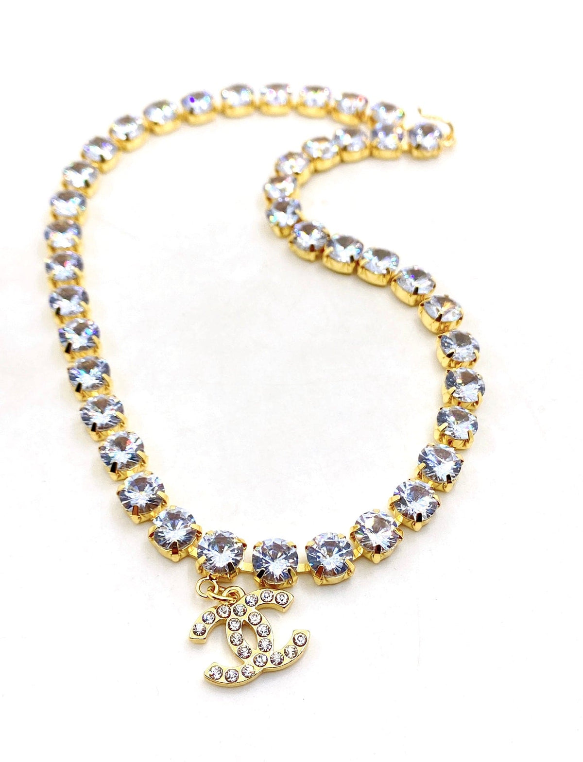Chanel Crystals Chain 18K Gold Necklace
