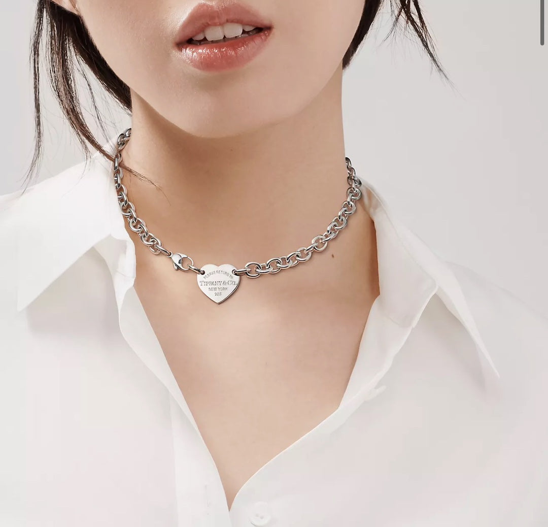 Tiffany Return to Heart Tag Chain Link 18K Gold Necklace