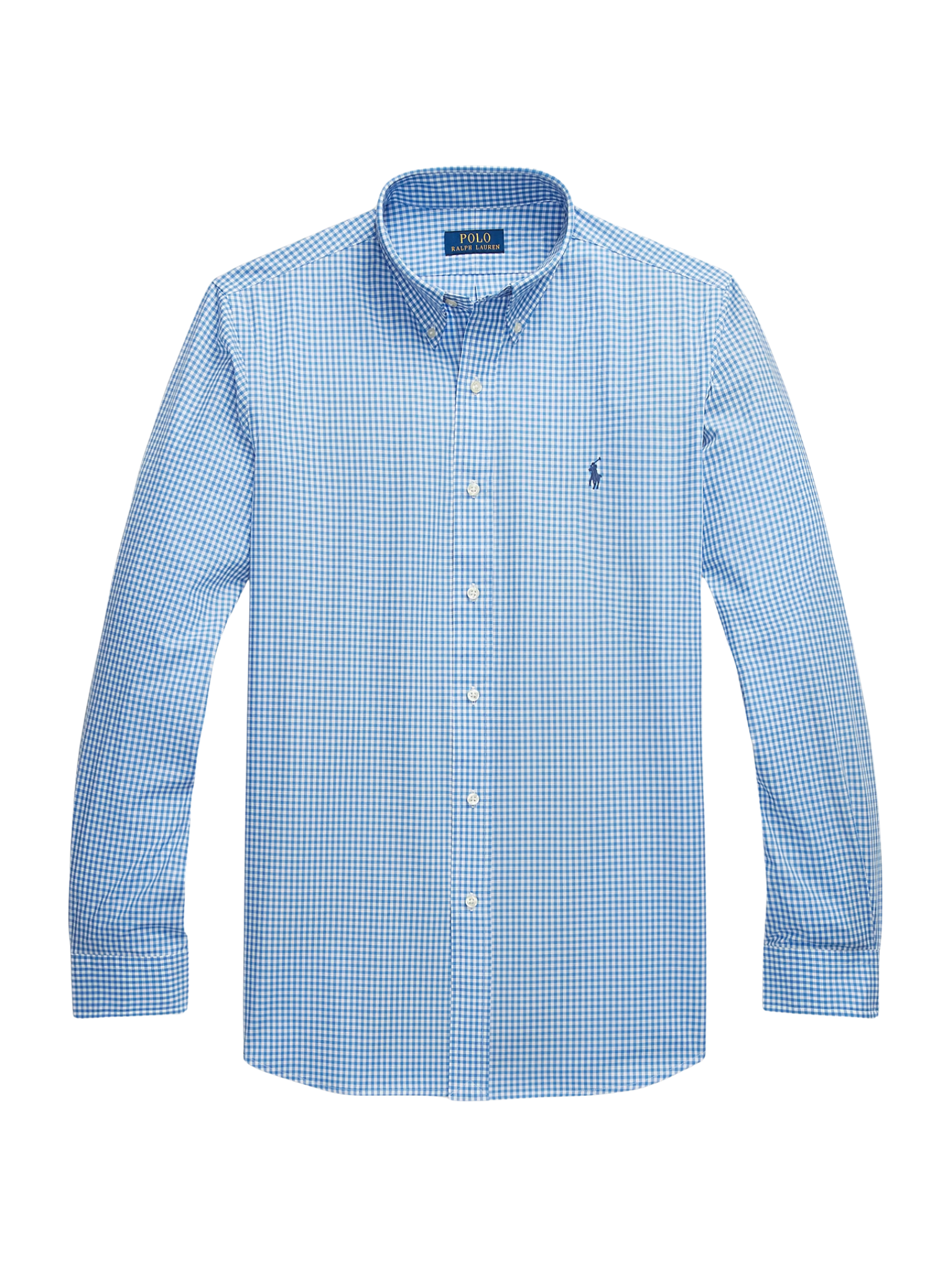RALPH LAUREN Custom Fit Stretch Poplin Shirt Blue/White Check