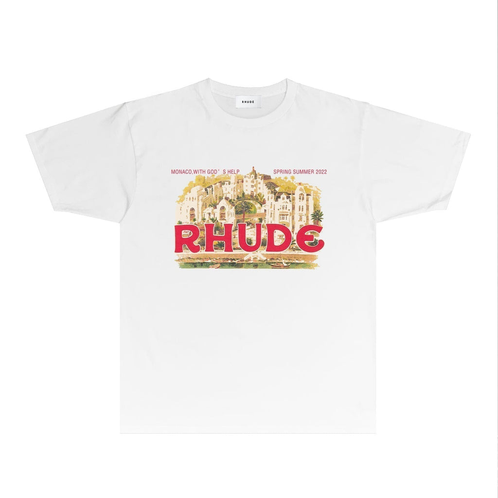 Rhude T-shirts Printed Trendy Pure Cotton