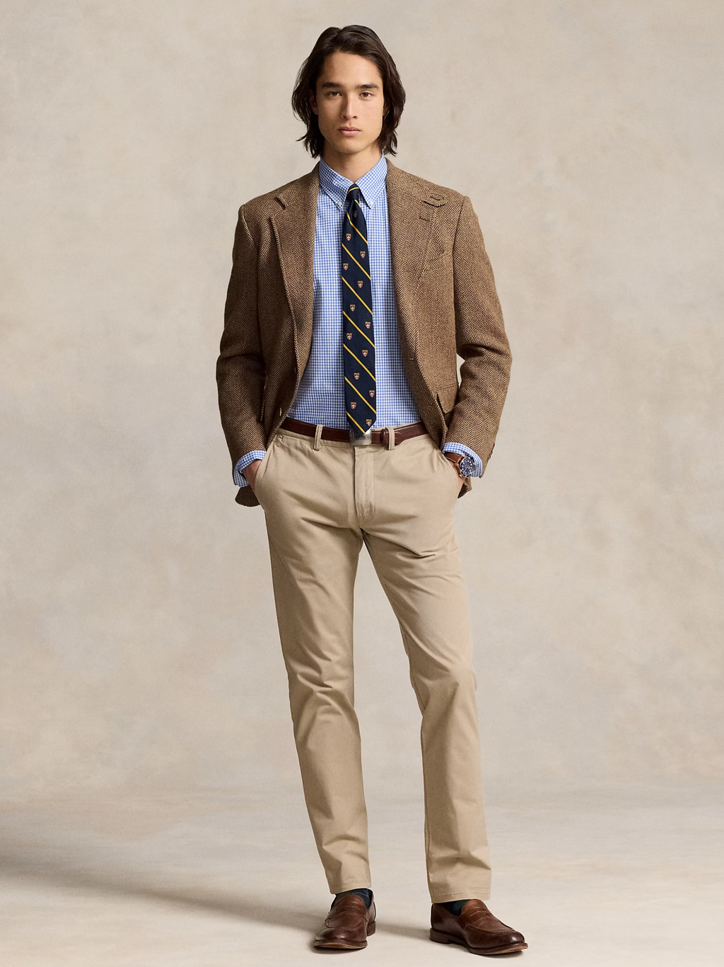 RALPH LAUREN Slim Fit Check Stretch Poplin Shirt Blue/White Check