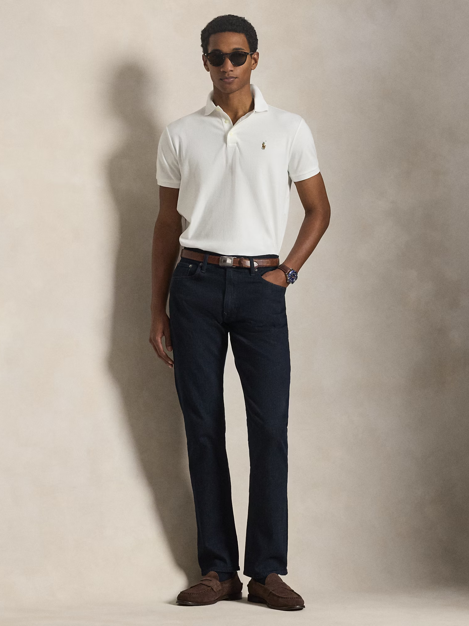 RALPH LAUREN Custom Slim Fit Soft Cotton Polo Shirt White