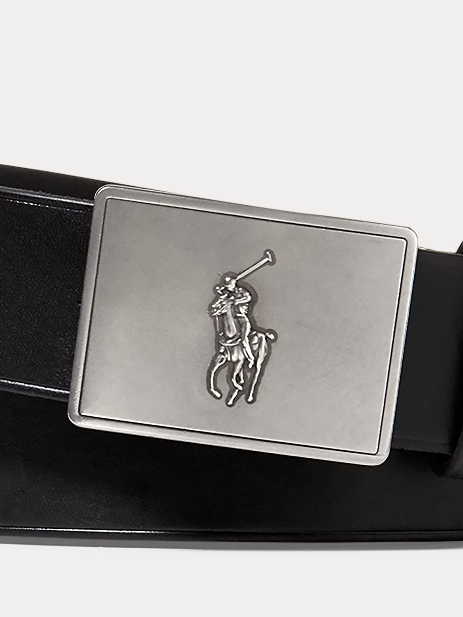 RALPH LAUREN Pony Plaque Leather Belt Black