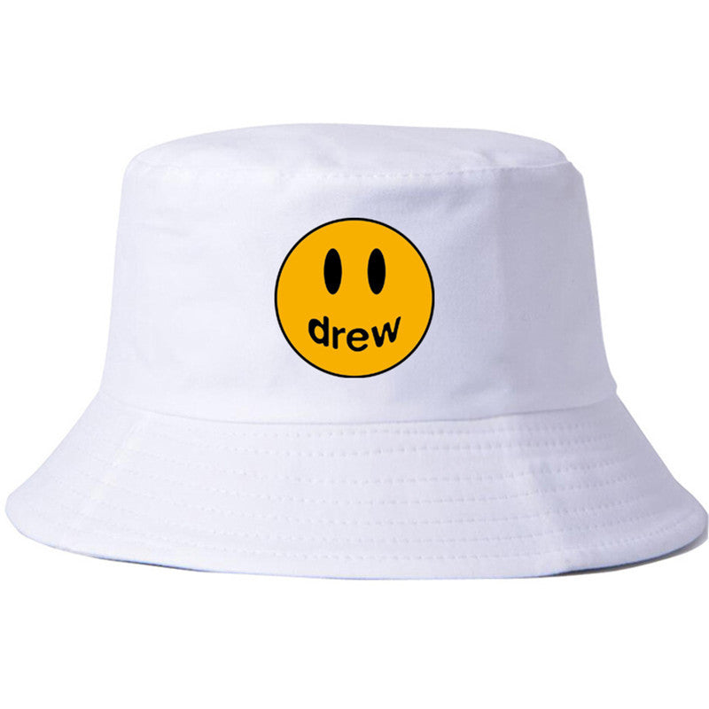 Drew House Justin Bieber Hat Bucket Hat Fishing Cap Cotton Print Fisherman Hat Smiley Face Printing Summer Casual