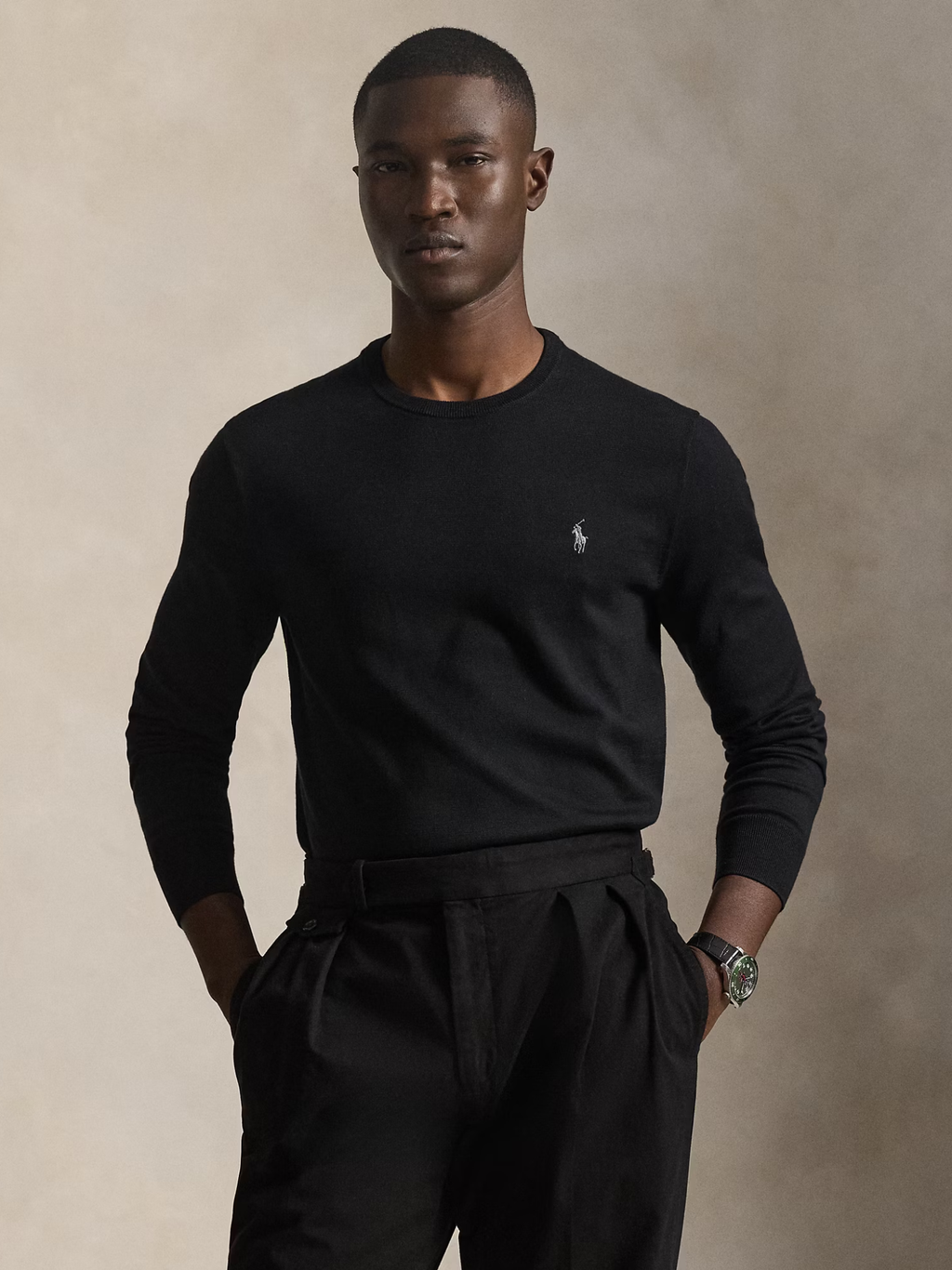 RALPH LAUREN Slim Fit Cotton Jumper Polo Black