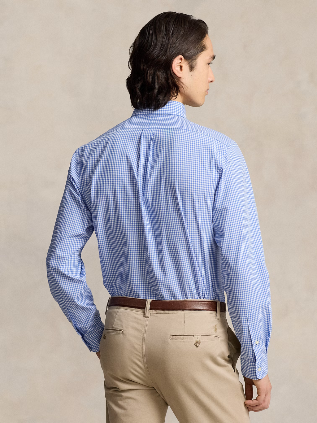 RALPH LAUREN Slim Fit Check Stretch Poplin Shirt Blue/White Check