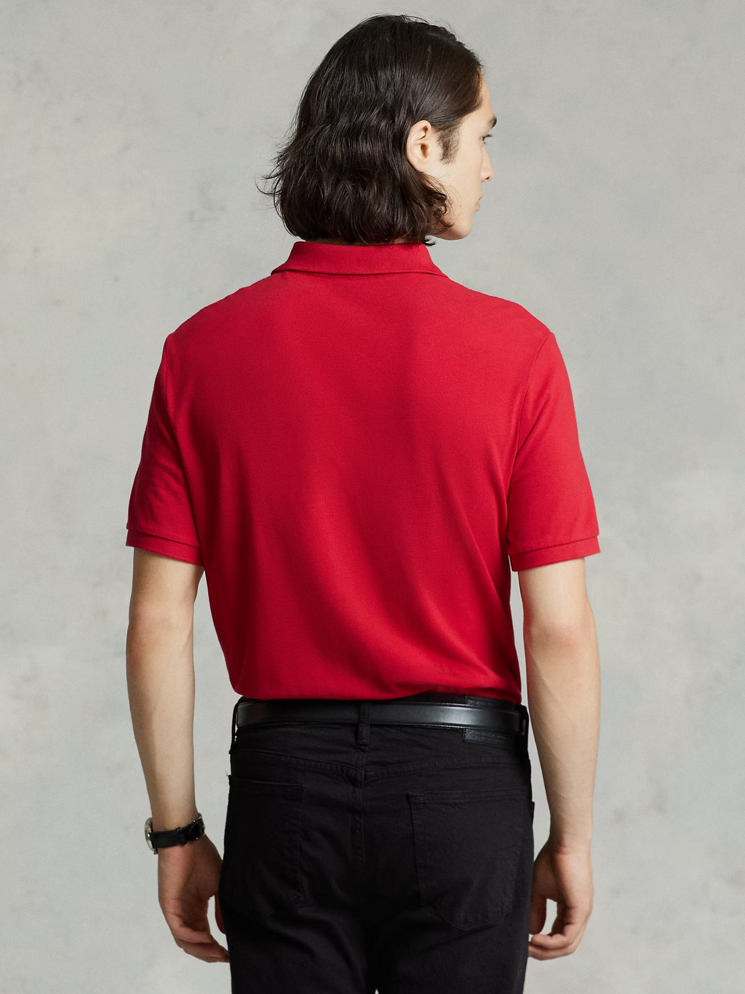 RALPH LAUREN Slim Fit Mesh Polo Shirt Red