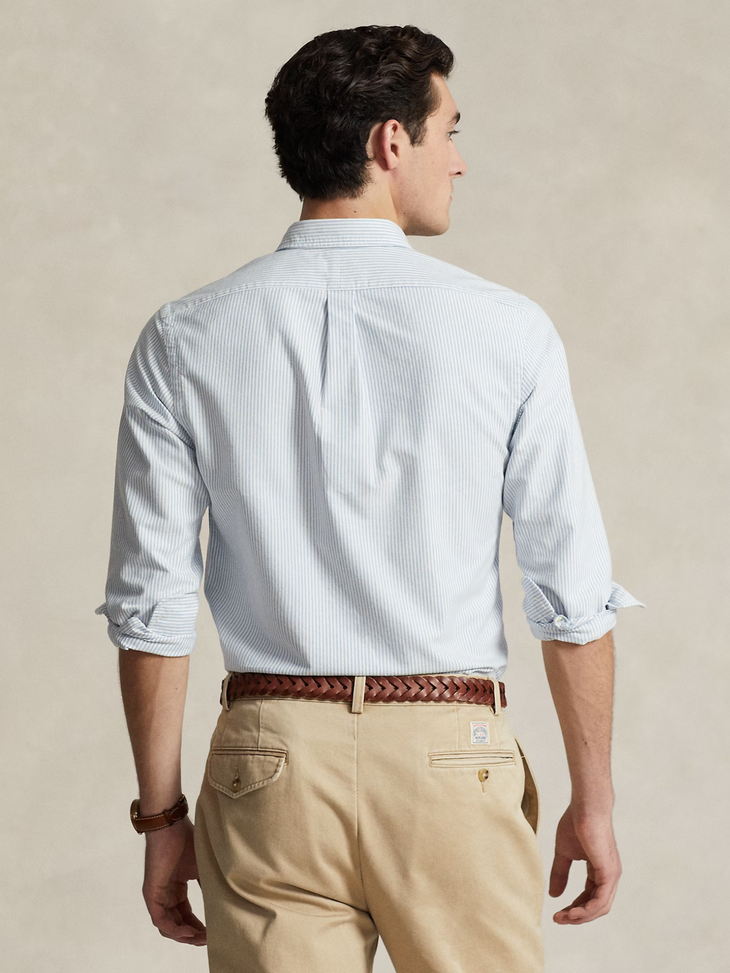 RALPH LAUREN Slim Fit Striped Oxford Shirt Blue/White