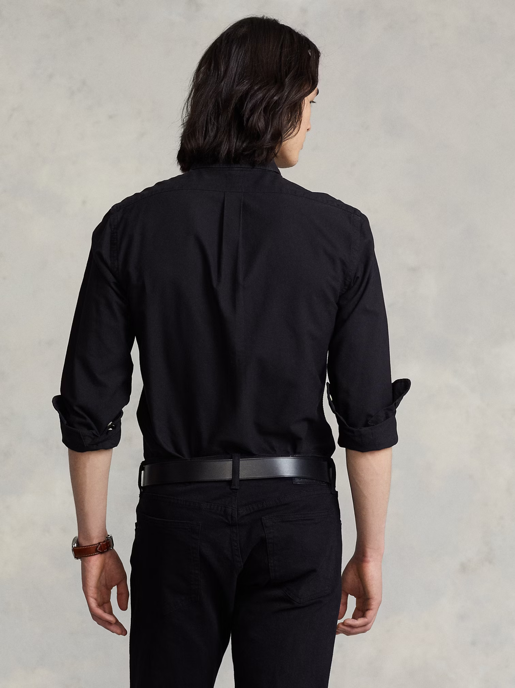 RALPH LAUREN Slim Fit Garment-Dyed Oxford Shirt Polo Black