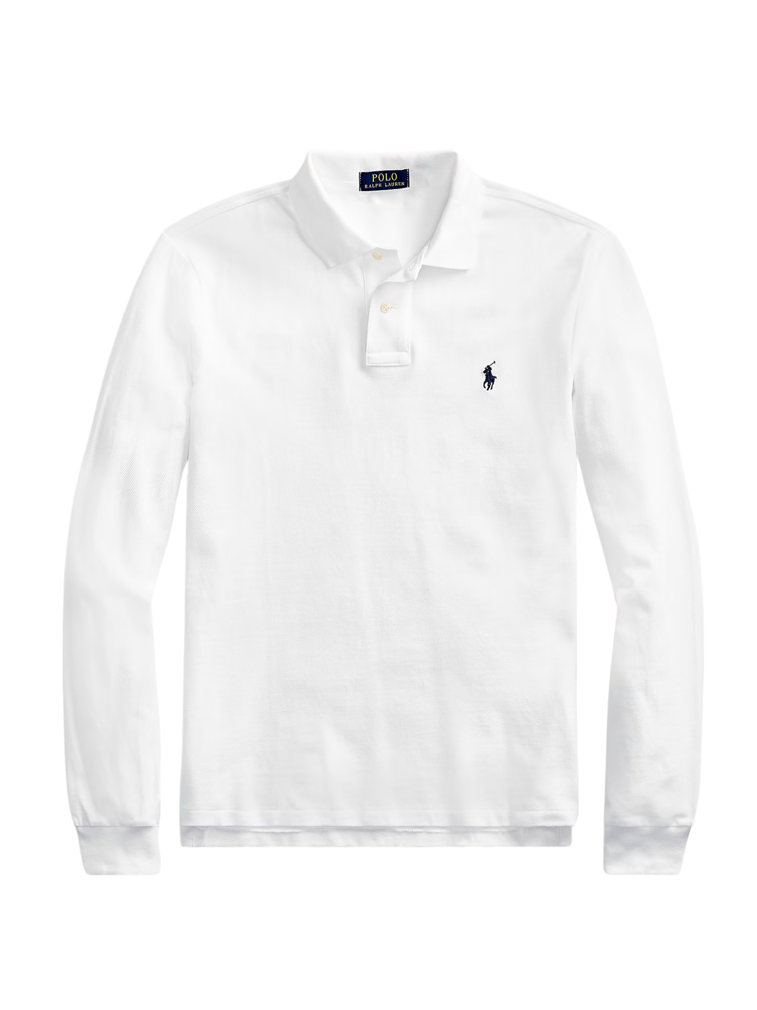 RALPH LAUREN Slim Fit Mesh Long-Sleeve Polo White