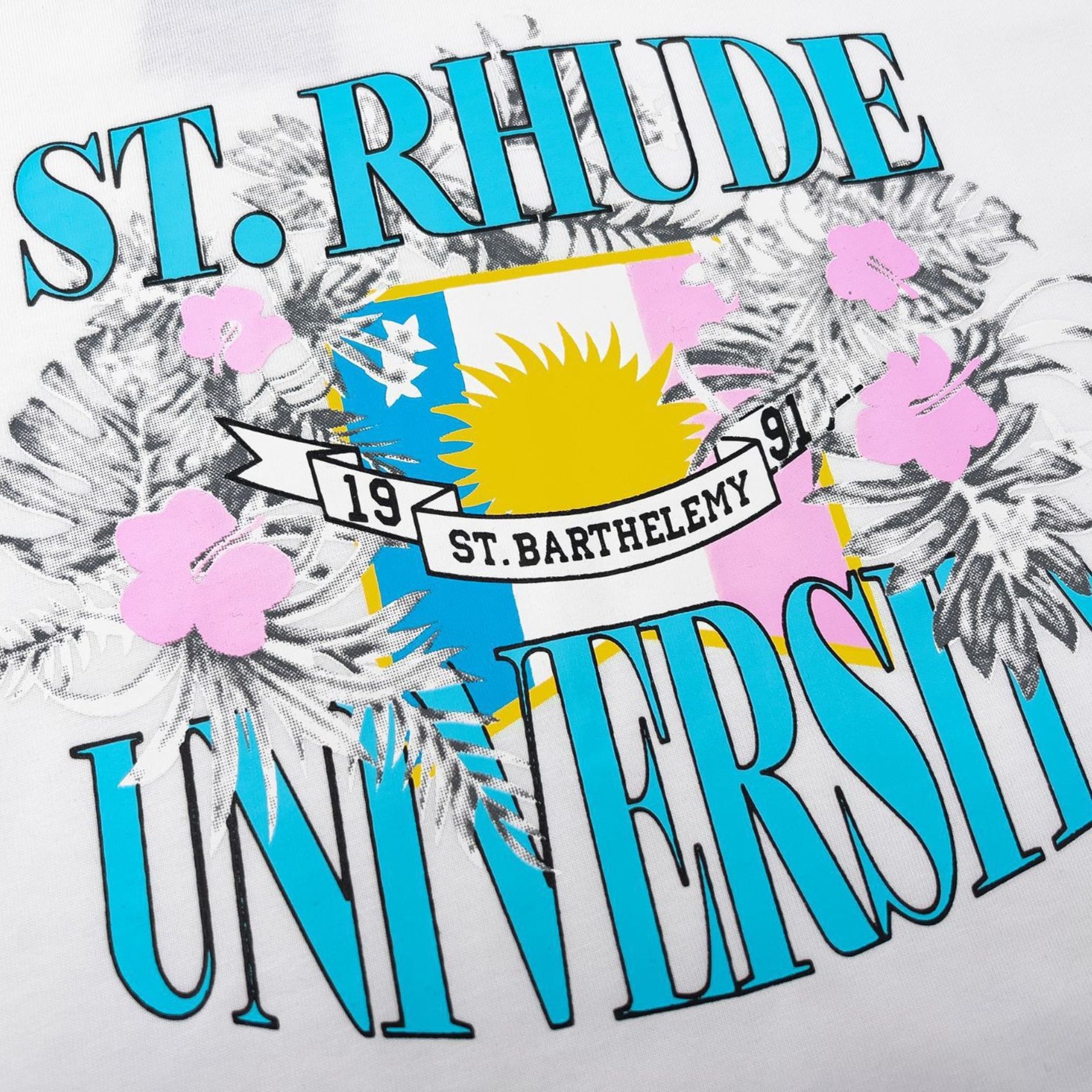 Rhude T-shirt Micro Label Flower Letter Print Pattern Short Sleeve T-shirt