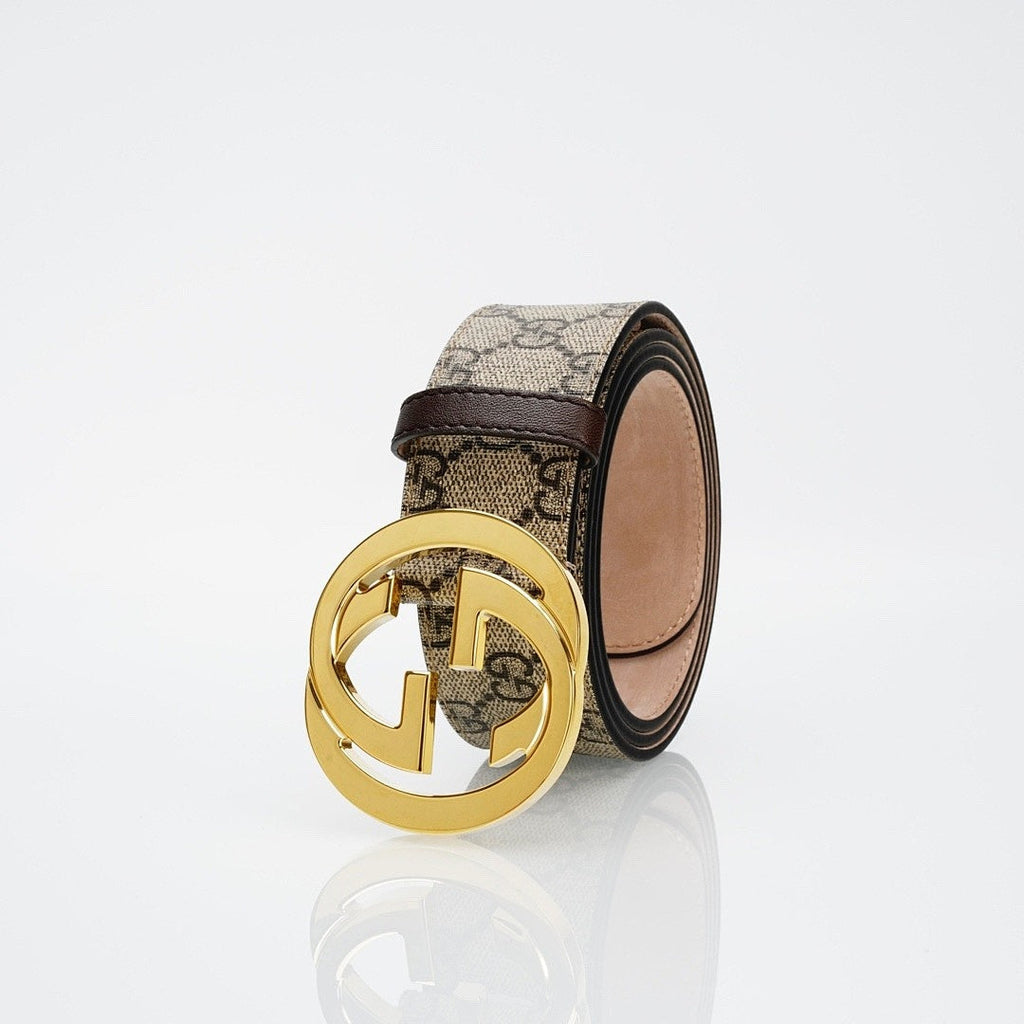 Gucci Reversible Leather Belt with Gold Buckle