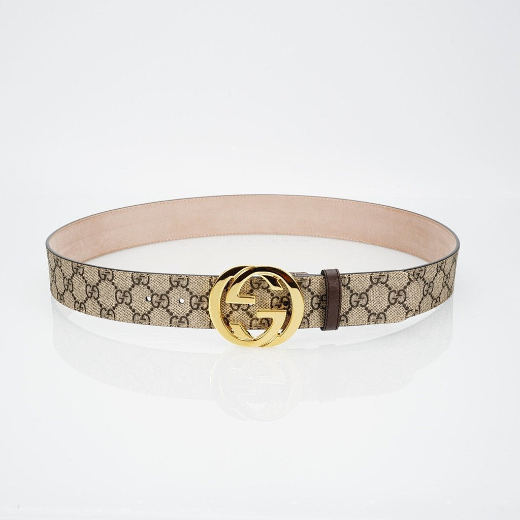 Gucci Reversible Leather Belt with Gold Buckle