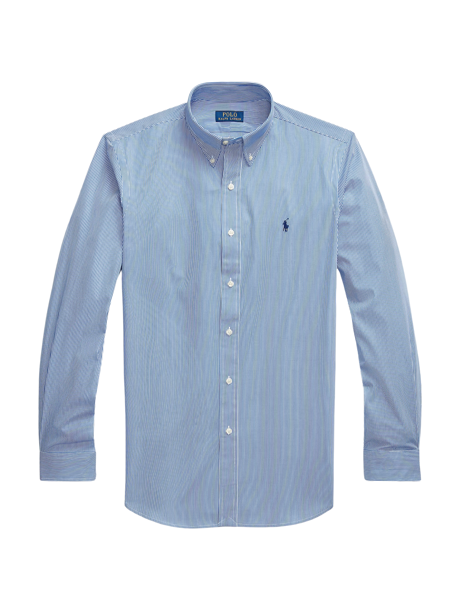 RALPH LAUREN Custom Fit Stretch Poplin Shirt Blue/White Hairline