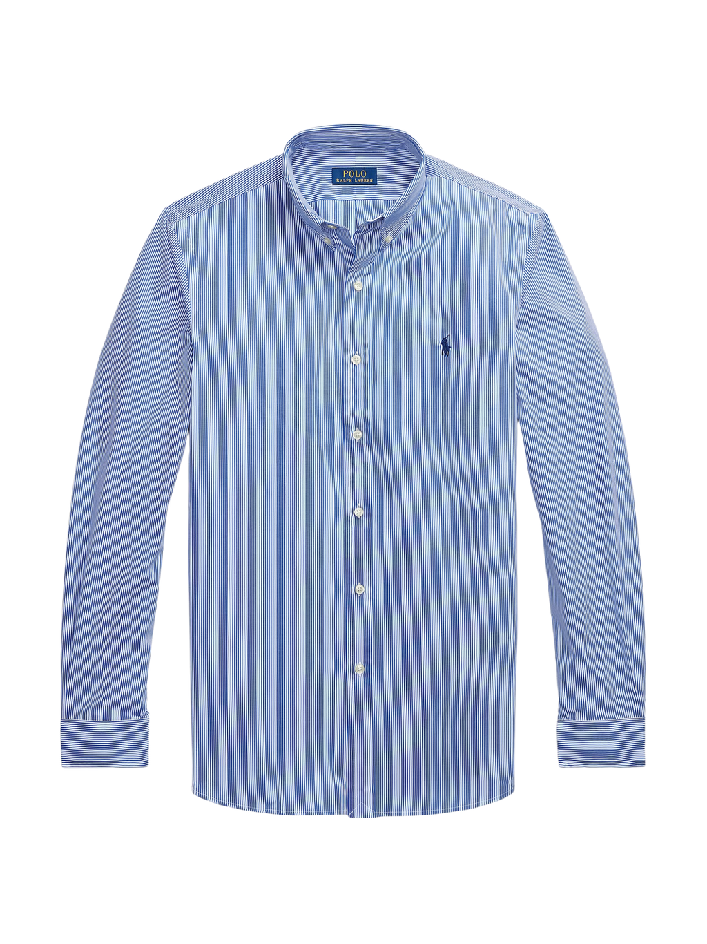 RALPH LAUREN Slim Fit Striped Stretch Poplin Shirt Blue/White Hairline