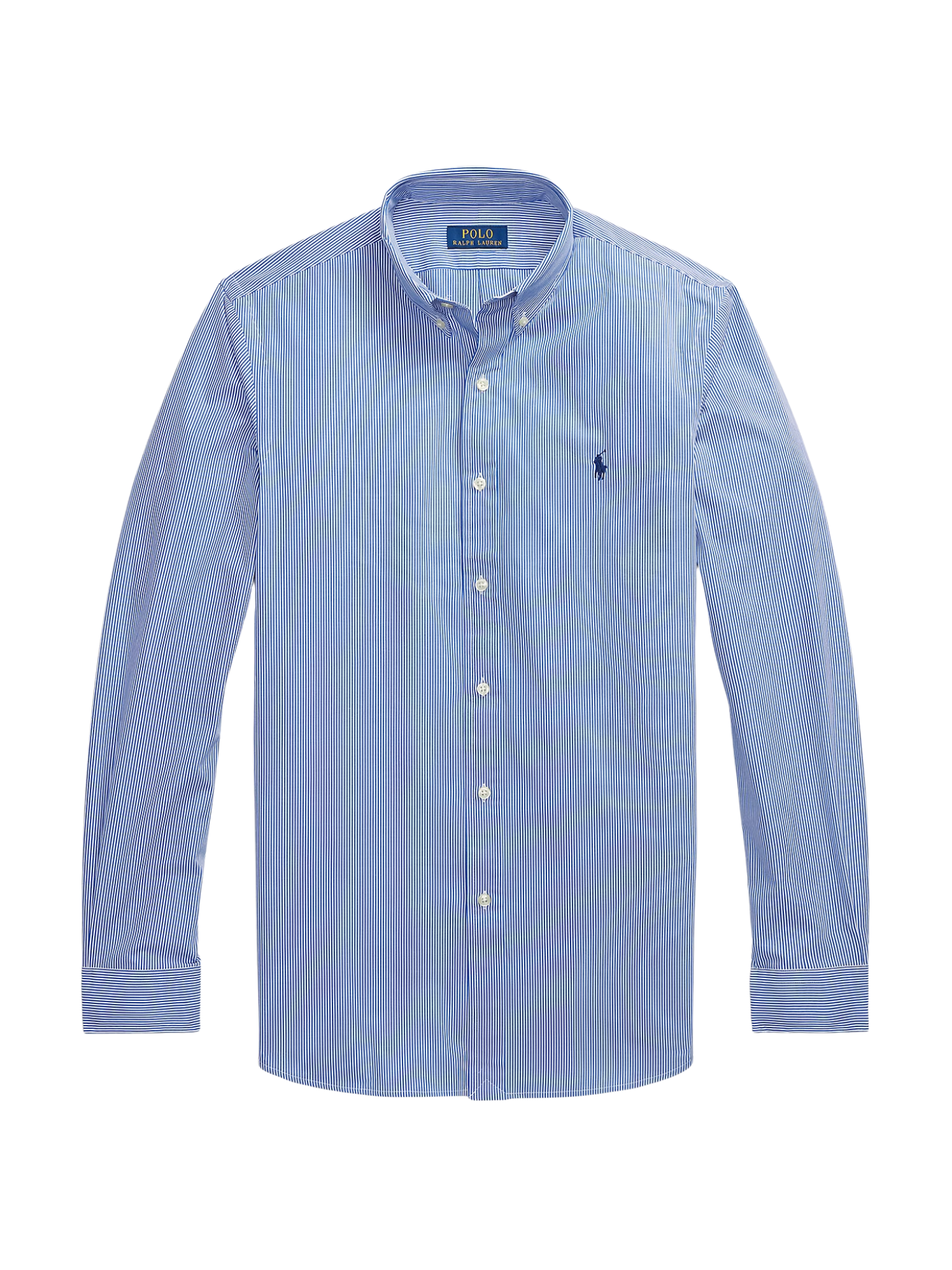 RALPH LAUREN Slim Fit Striped Stretch Poplin Shirt Blue/White Hairline