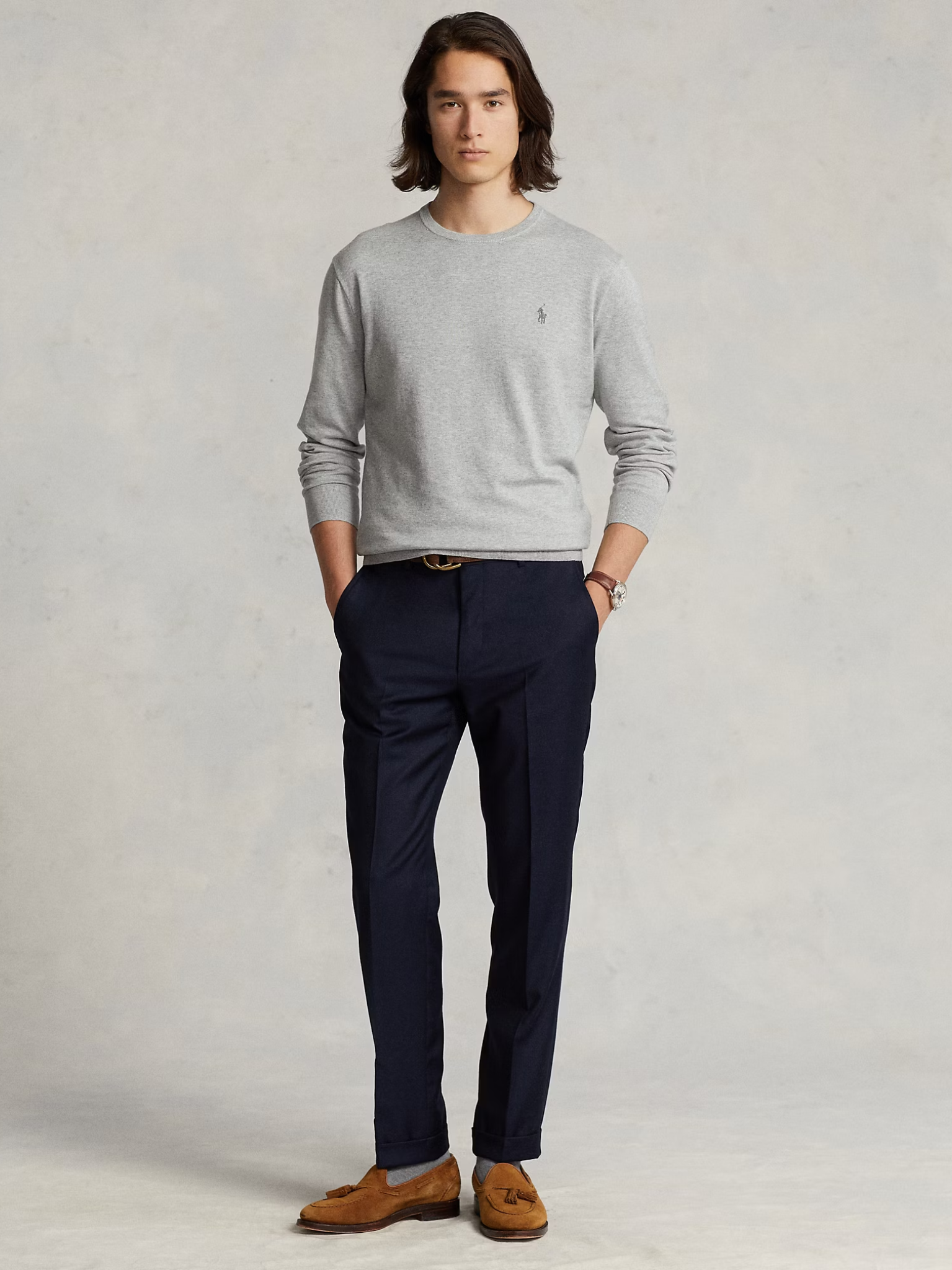 RALPH LAUREN Slim Fit Cotton Jumper Andover Heather
