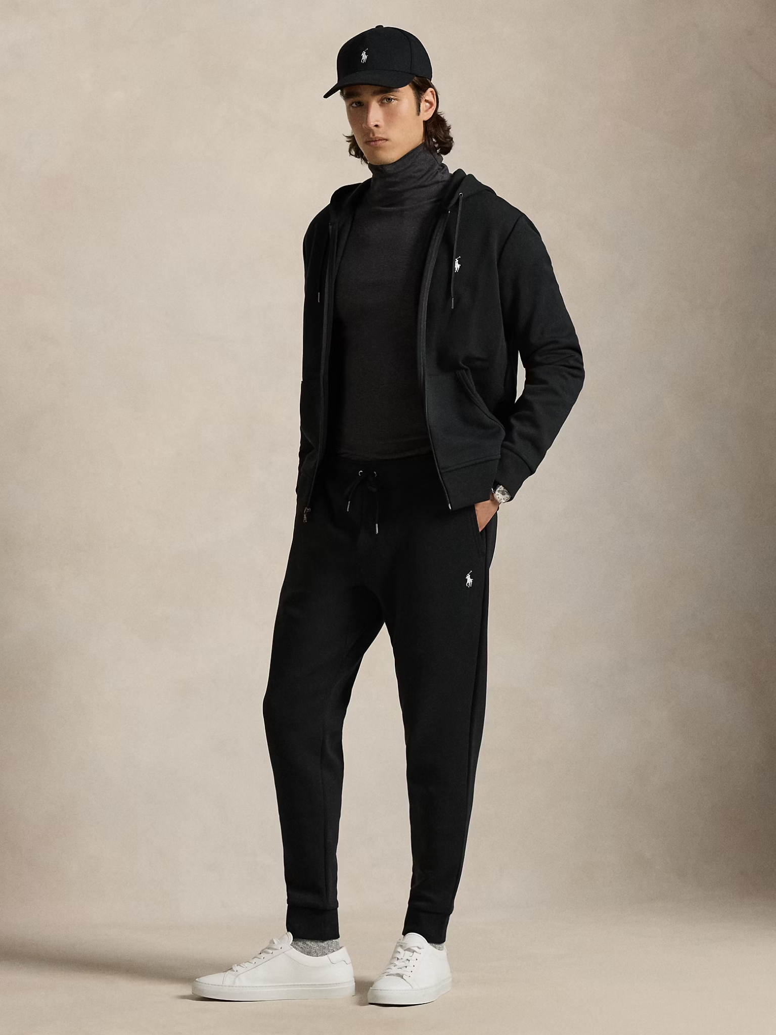 RALPH LAUREN Double-Knit Jogging Bottoms Polo Black