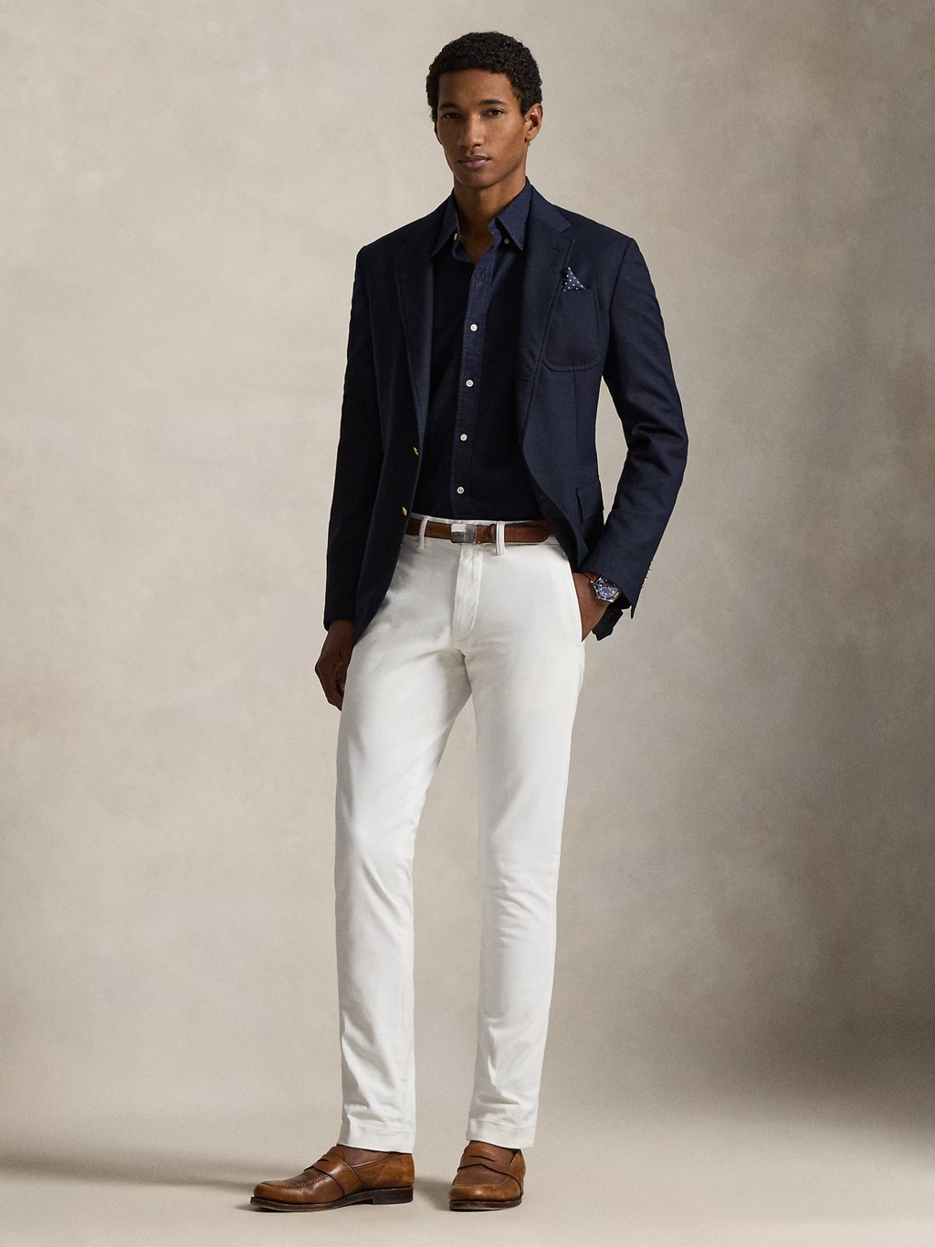 RALPH LAUREN Slim Fit Garment-Dyed Oxford Shirt Navy