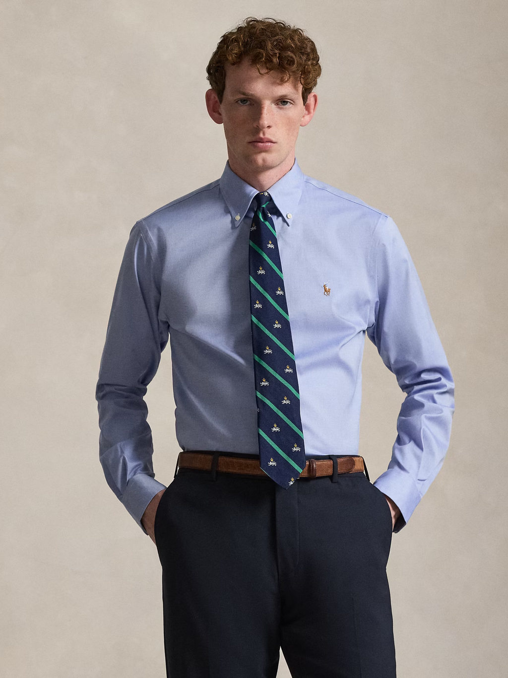 RALPH LAUREN Custom Fit Oxford Shirt True Blue/White