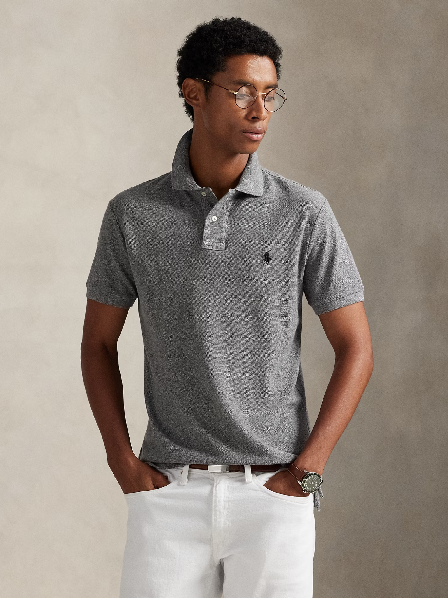 RALPH LAUREN The Iconic Mesh Polo Shirt Canterbury Heather