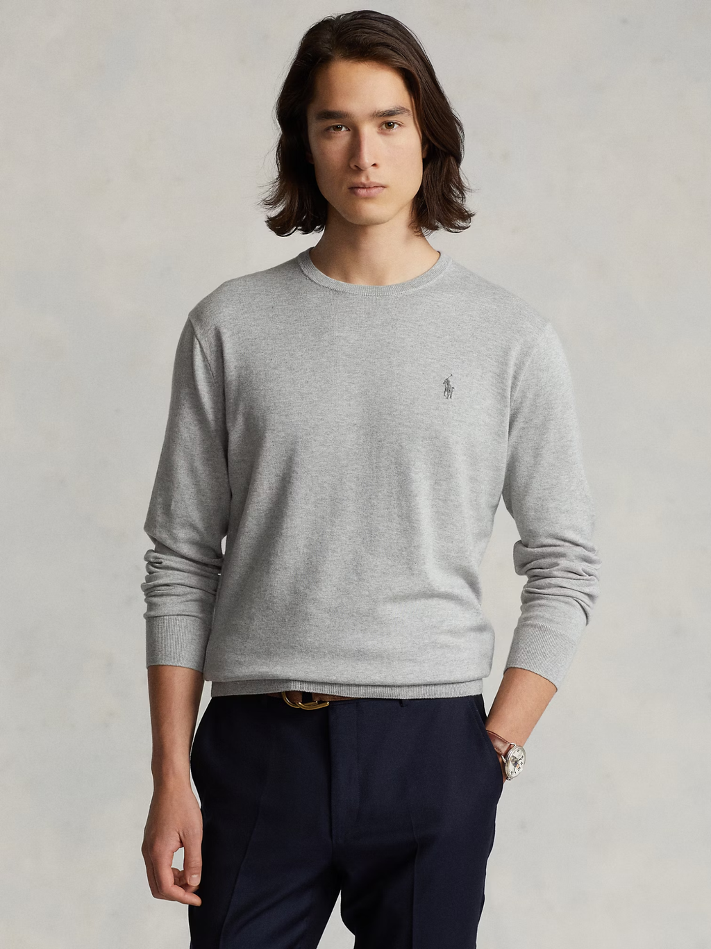 RALPH LAUREN Slim Fit Cotton Jumper Andover Heather