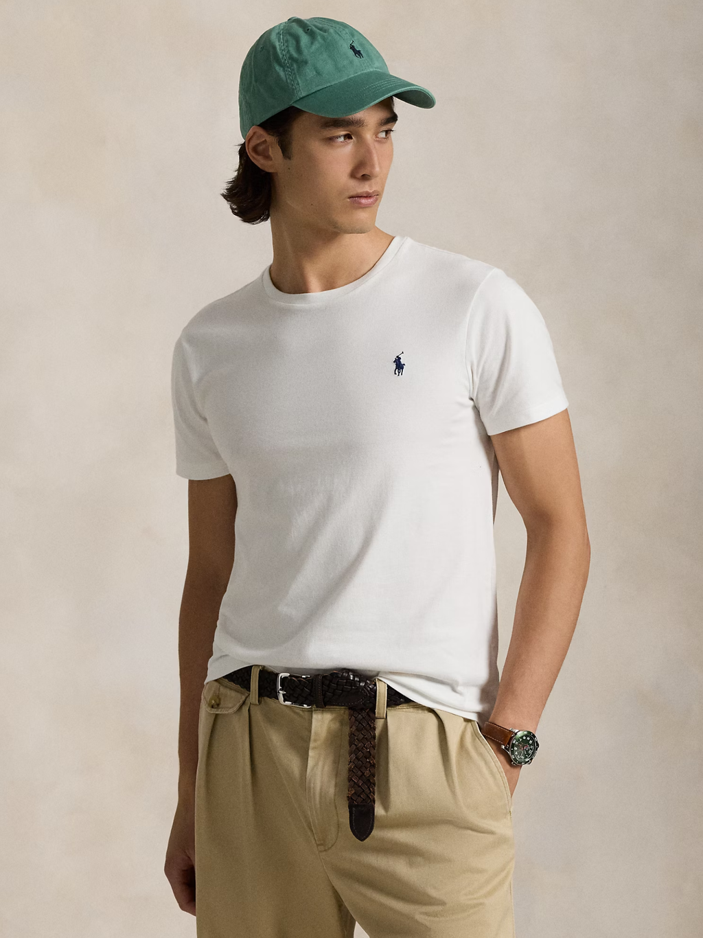 RALPH LAUREN Custom Slim Fit Jersey Crewneck T-Shirt White