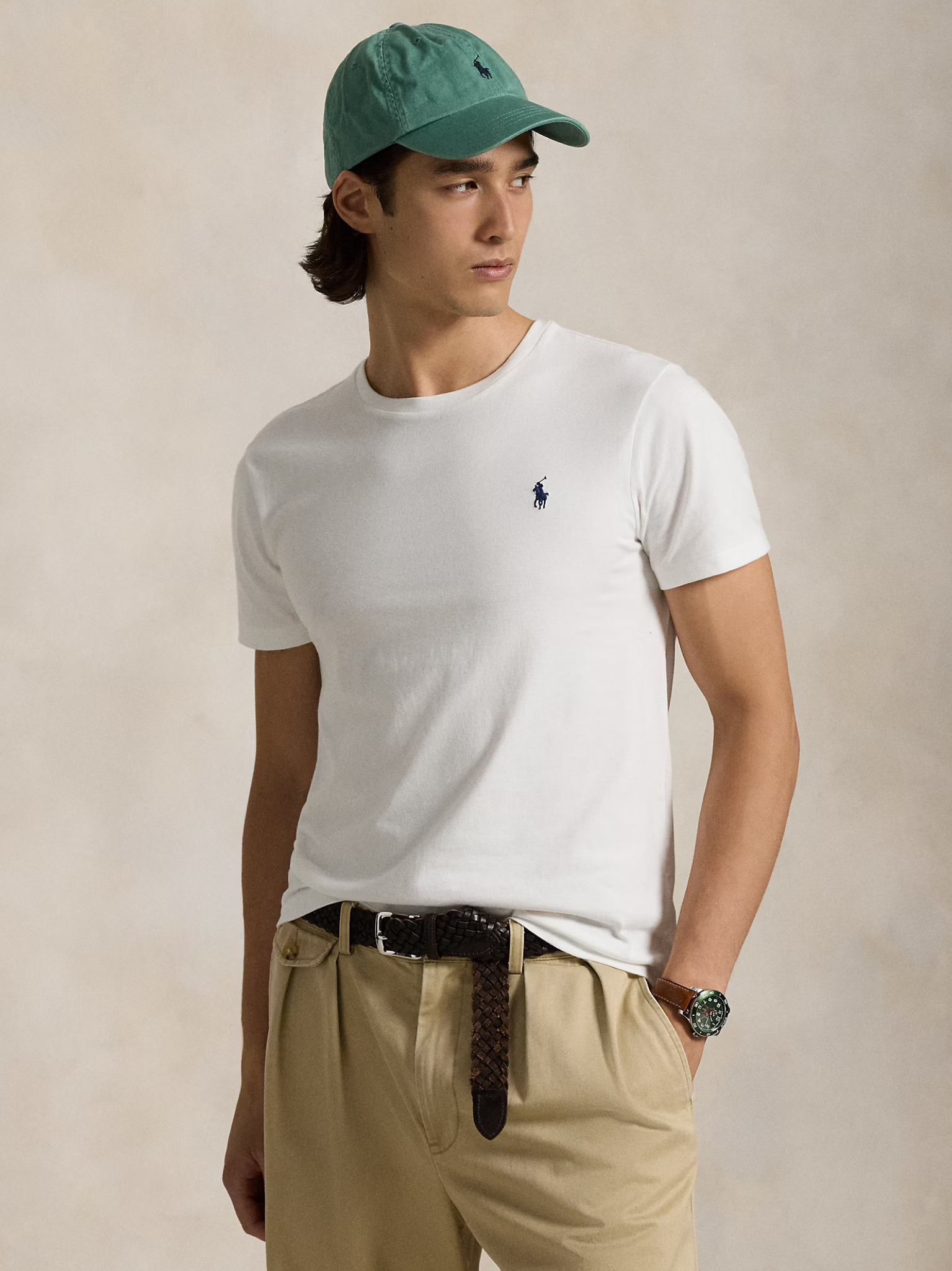 RALPH LAUREN Custom Slim Fit Jersey Crewneck T-Shirt White