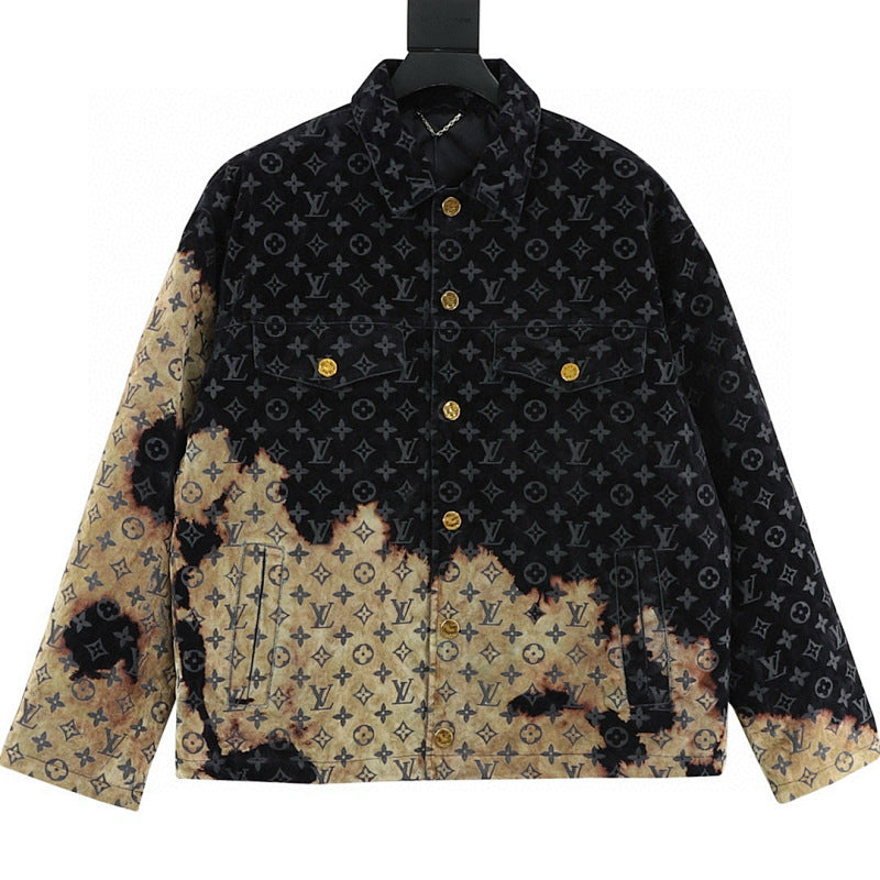 Louis Vuitton Faded "Burning Cloud" Print Denim Jacket