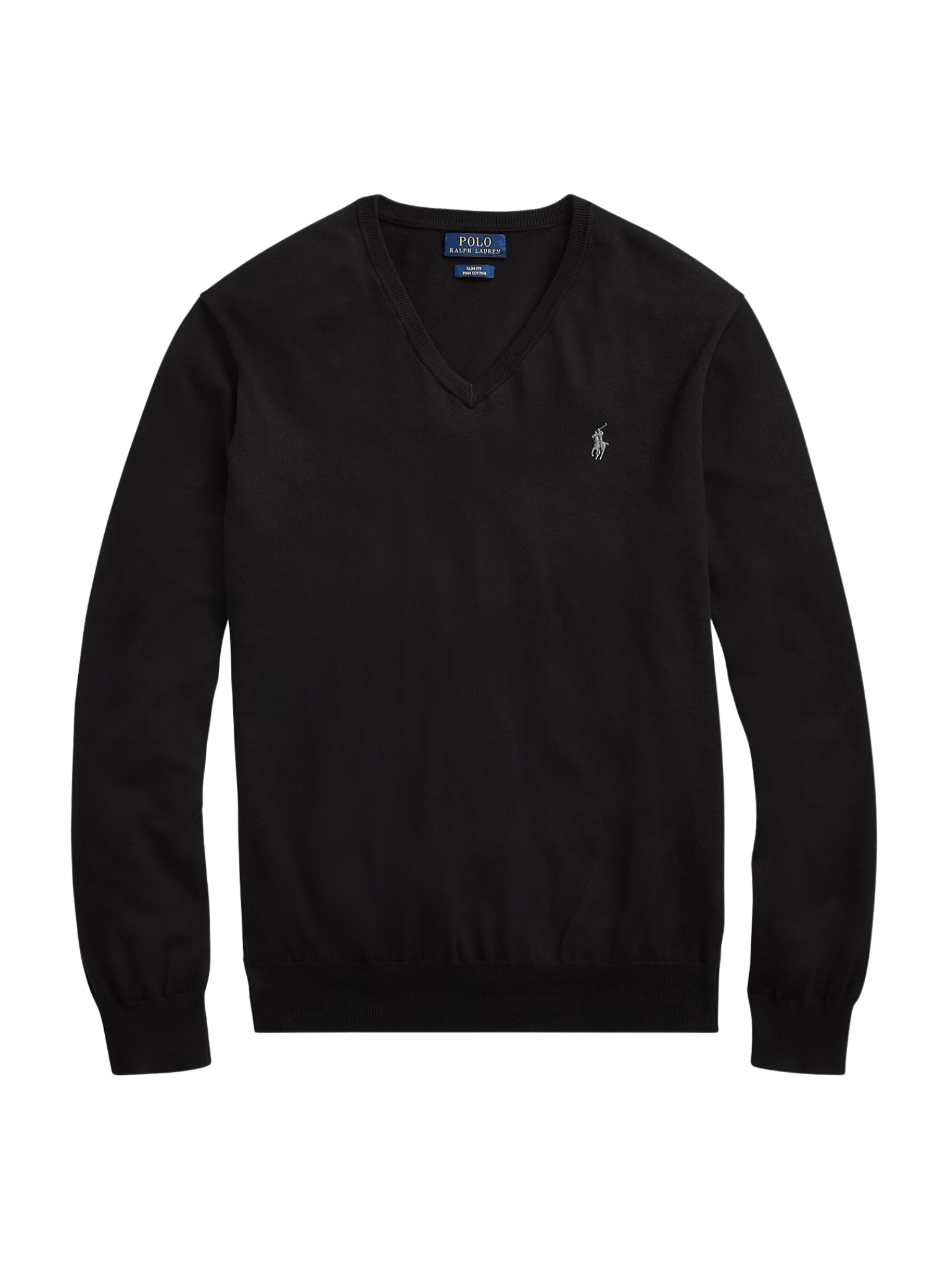 RALPH LAUREN Slim Fit Cotton V-Neck Jumper Polo Black