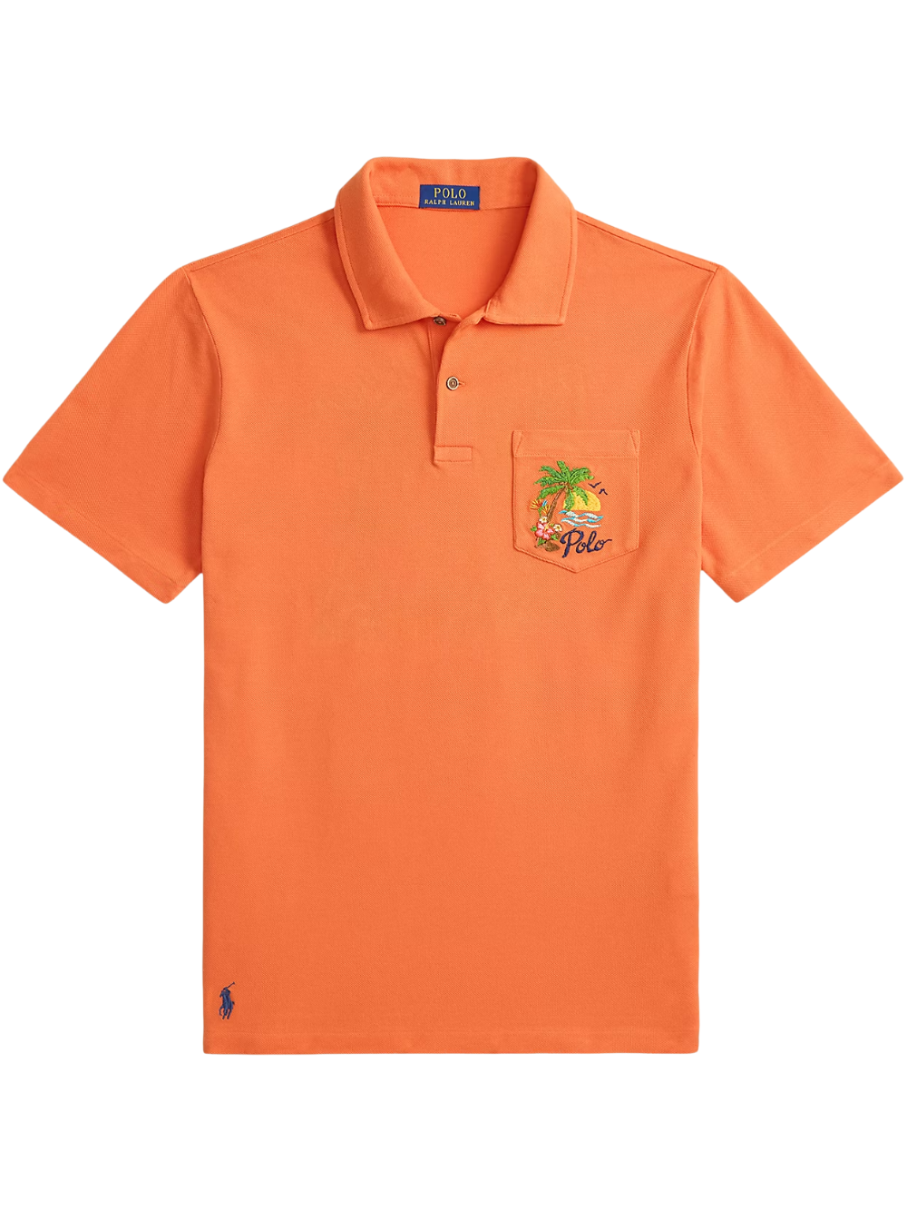 RALPH LAUREN Standard Fit Mesh Graphic Polo Shirt Orange