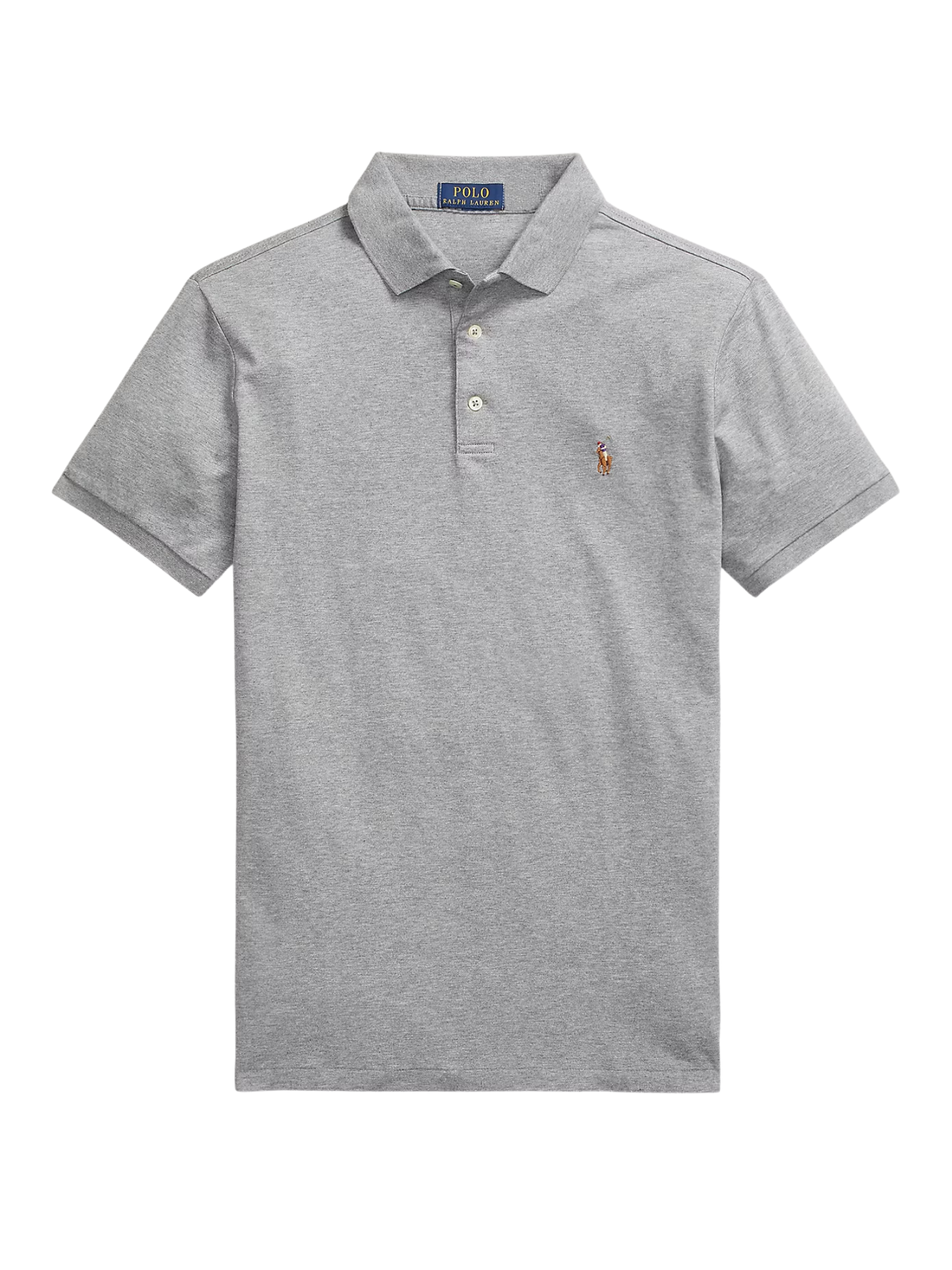 RALPH LAUREN Custom Slim Fit Soft Cotton Polo Shirt Steel Heather
