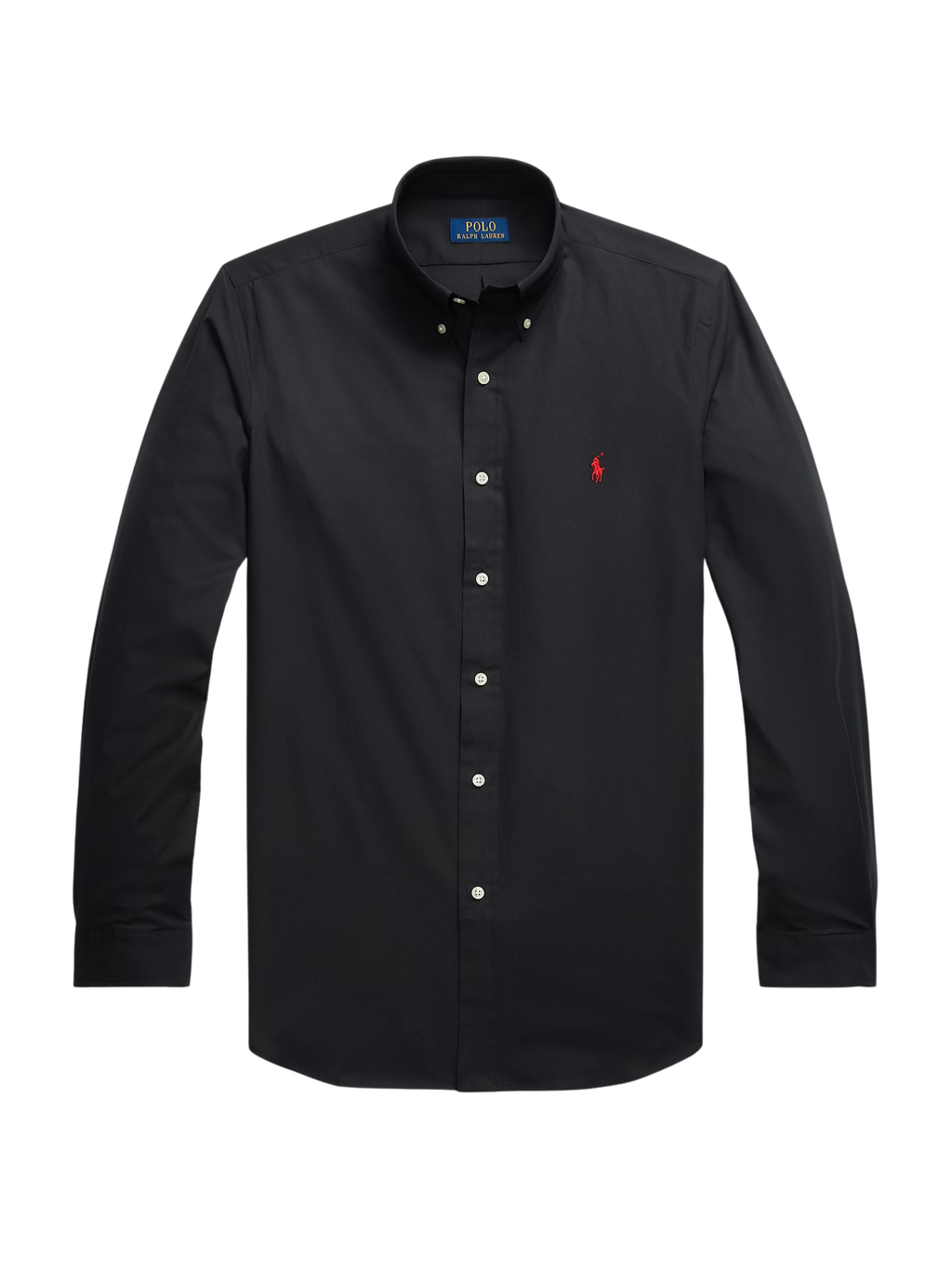 RALPH LAUREN Custom Fit Stretch Poplin Shirt Polo Black