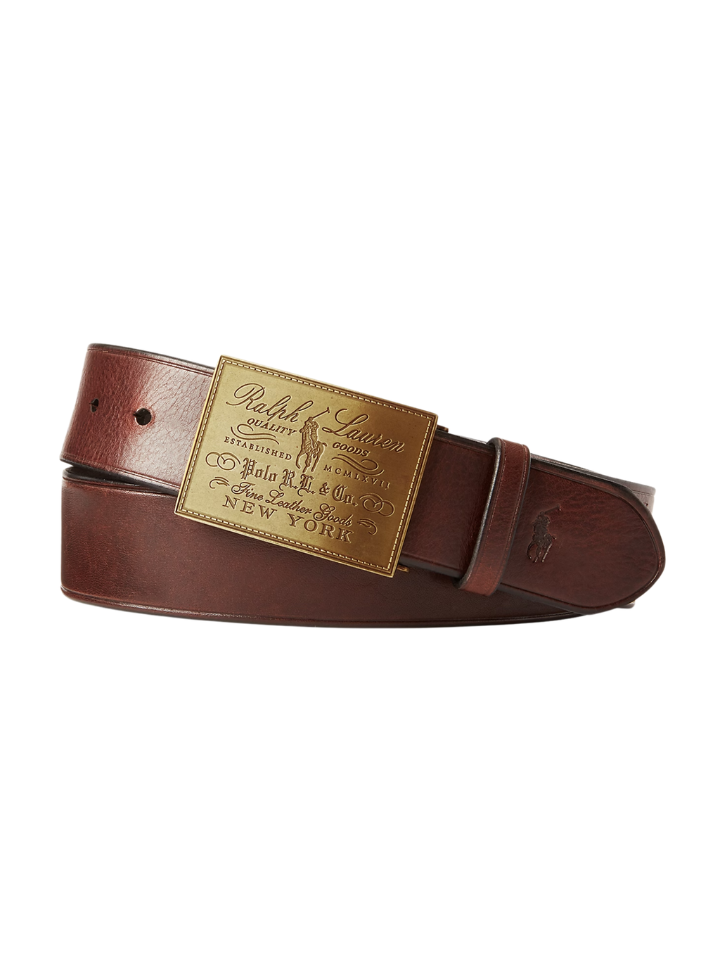 RALPH LAUREN Heritage Plaque-Buckle Belt Brown