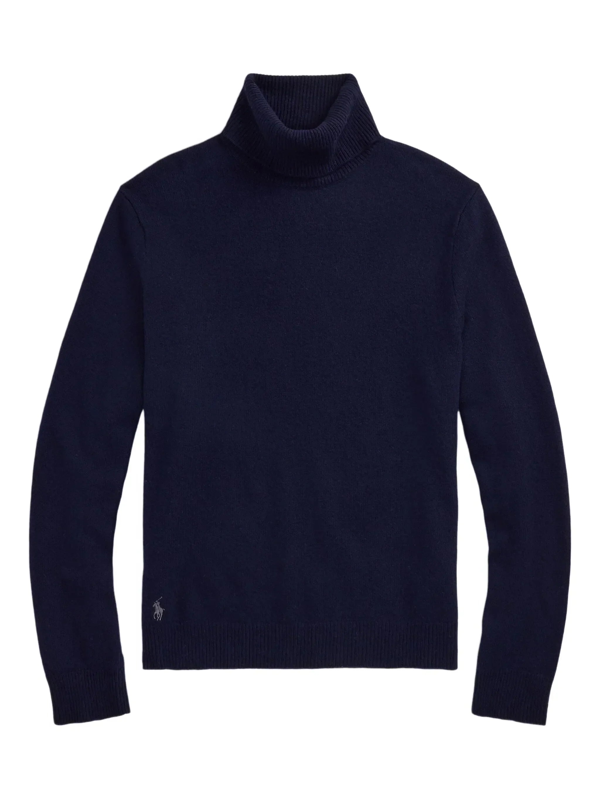 RALPH LAUREN Wool-Cotton Roll Neck Jumper Hunter Navy