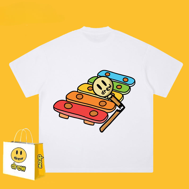 Drew T-shirts Short Sleeve round Neck T-shirt Men and Women Casual Loose